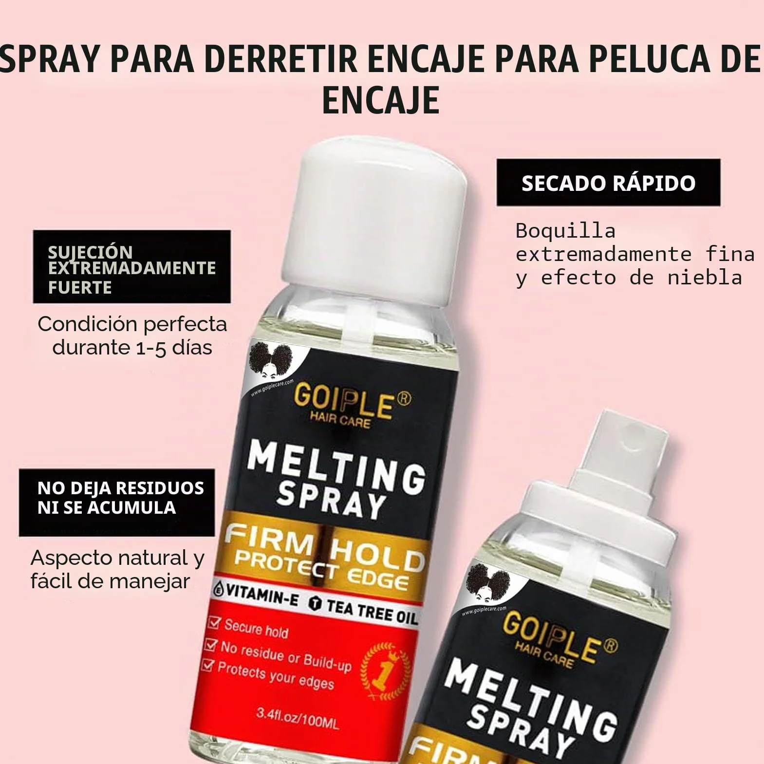 Spray adhesivo para pelucas Kit acabado natural sujeción bordes