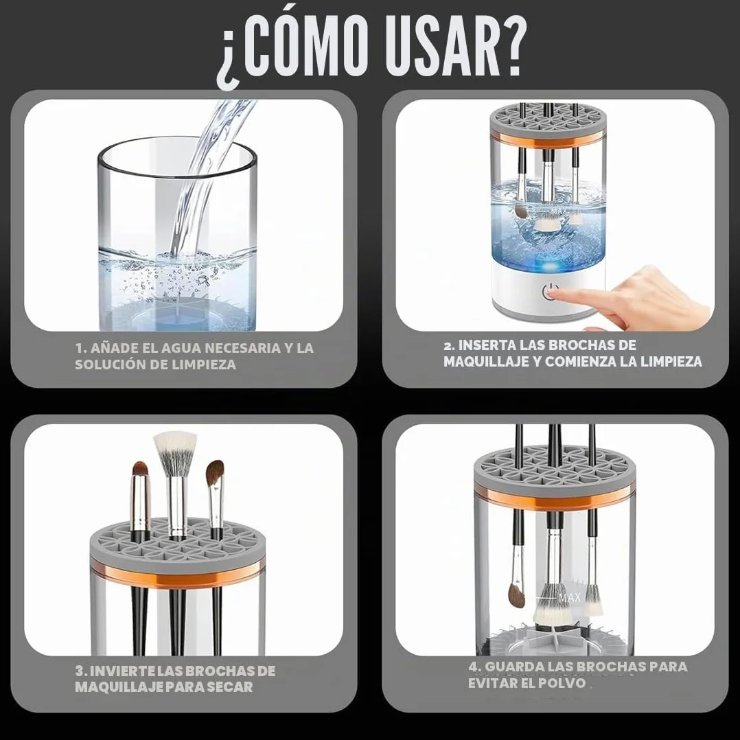 Limpiador de Brochas de Maquillaje Eléctrico 3 en 1 USB Limpieza Profunda 30s