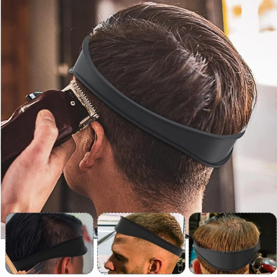 Banda Ajustable de Corte de Pelo de Silicona, 2 Piezas con Instrucciones y Plantilla para Autocortes