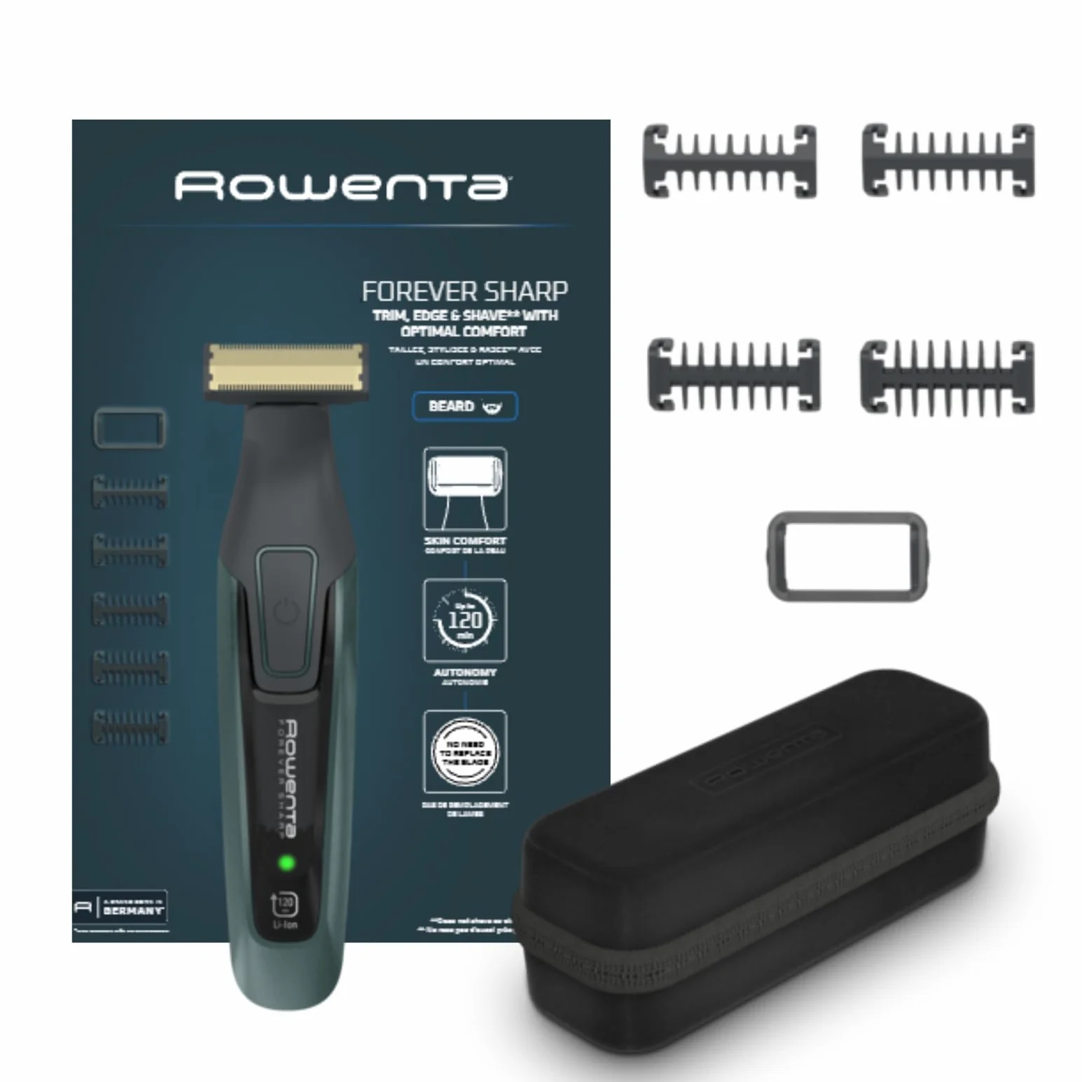 Rowenta Forever Sharp Comfort, Barbero, Diseñado para Durar, Cuchillas Autoafilables, 120 min de Autonomía, TN6044E0