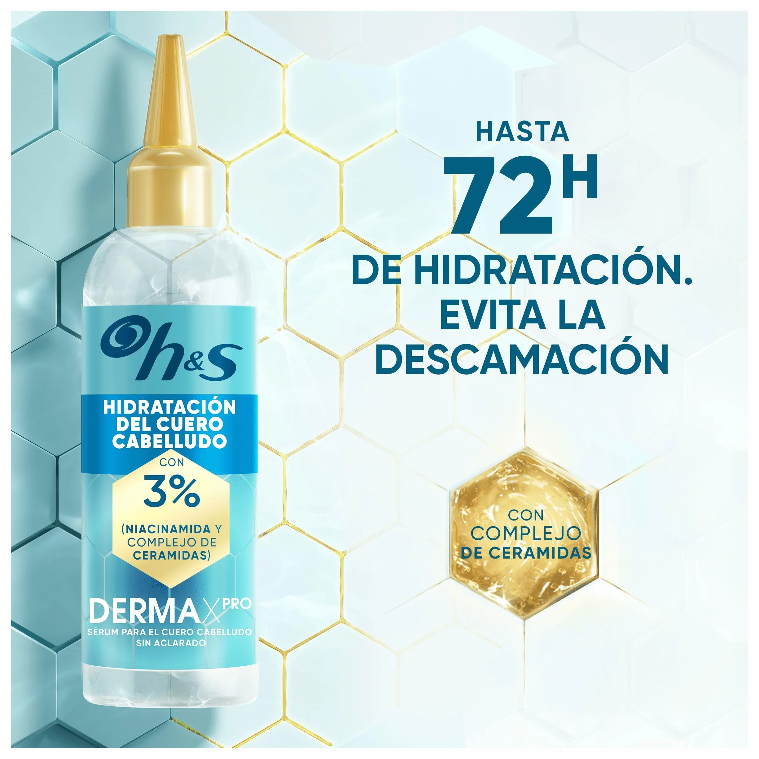 H&S DermaXPro Hidratación Instantánea Tratamiento Cuero Cabelludo 145ml Niacinamida Ceramidas Sérum sin Aclarado