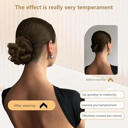 Moños Postizos para Mujer Donut Extensiones Chignon Profesional Marrón claro