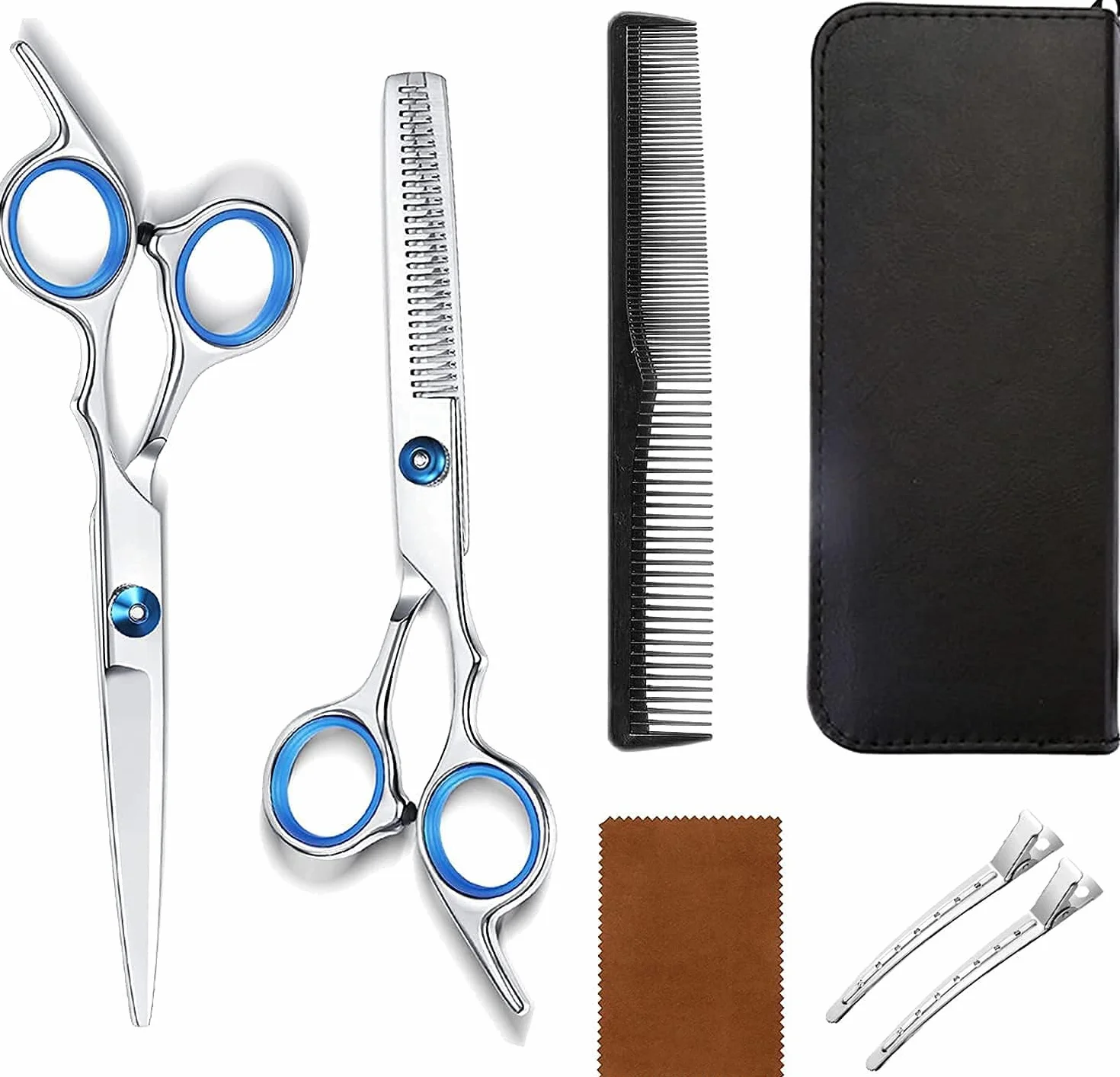 Tijeras de Peluquería Profesionales Kit 7 Pzas Acero Inoxidable Entresacar
