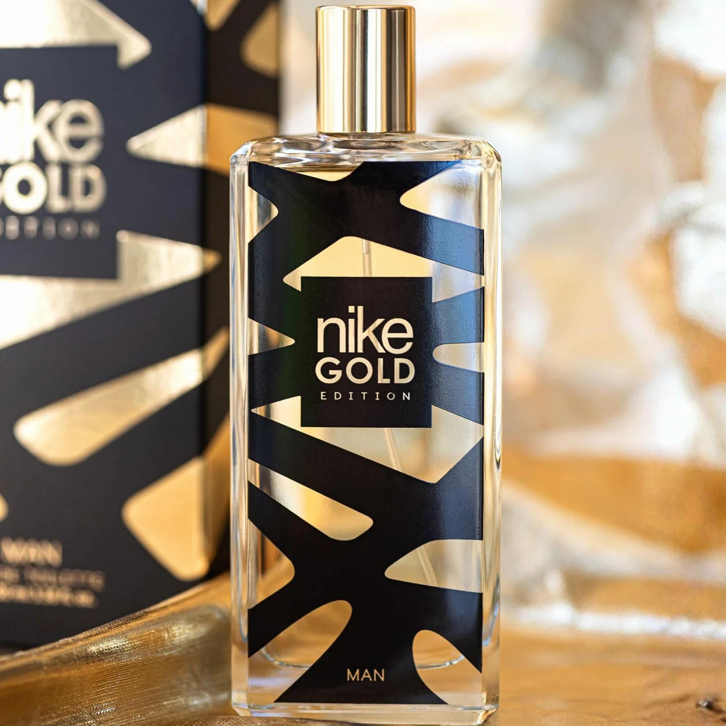 NIKE Gold Edition Colonia 100 ml After Shave 75 ml Gel de Baño 75 ml Estuche Regalo Hombre Eau de Toilette Masculina
