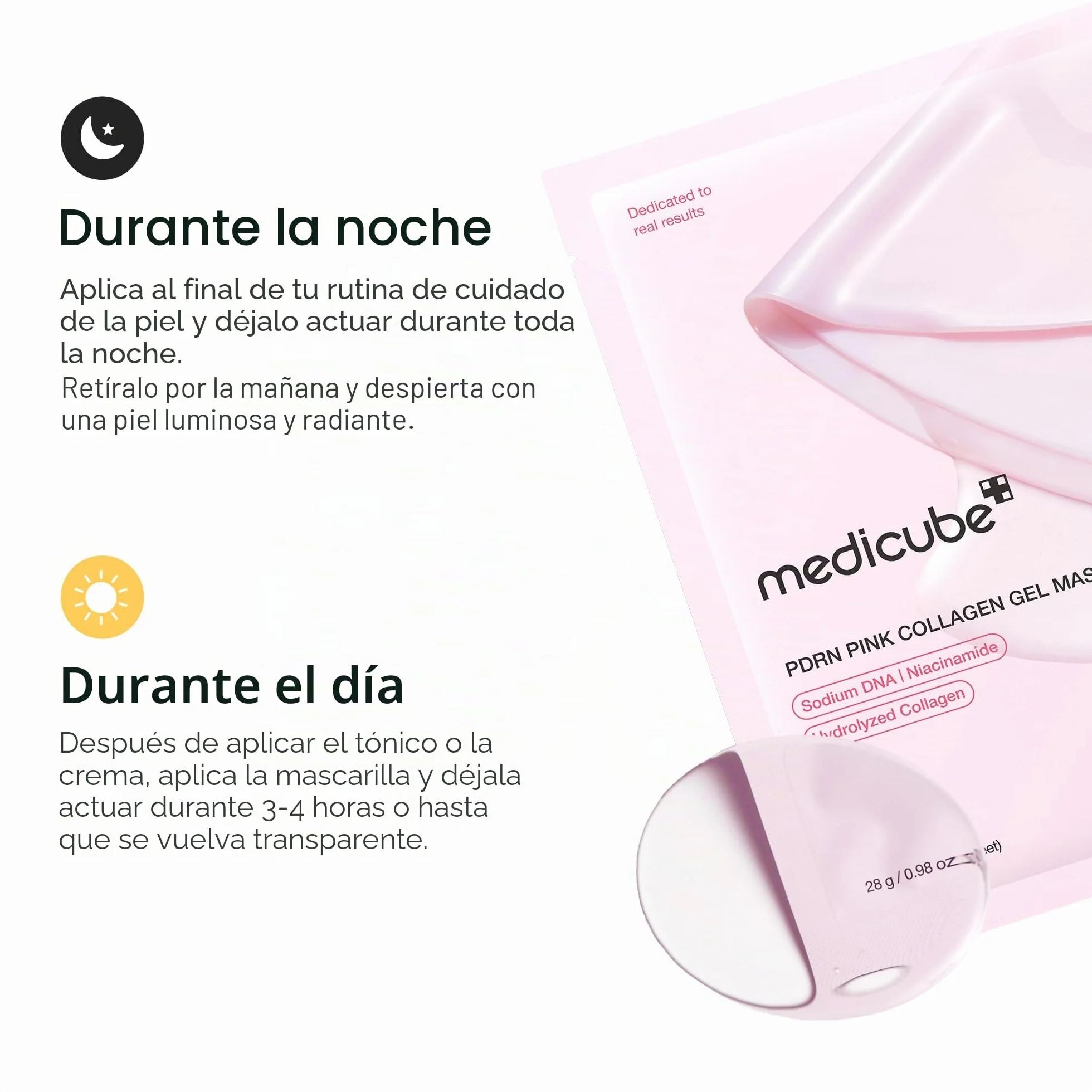 Medicube Mascarilla De Gel De Gelatina De Colágeno Rosa Salmon Dna Pdrn Nocturno, 4 Unidades