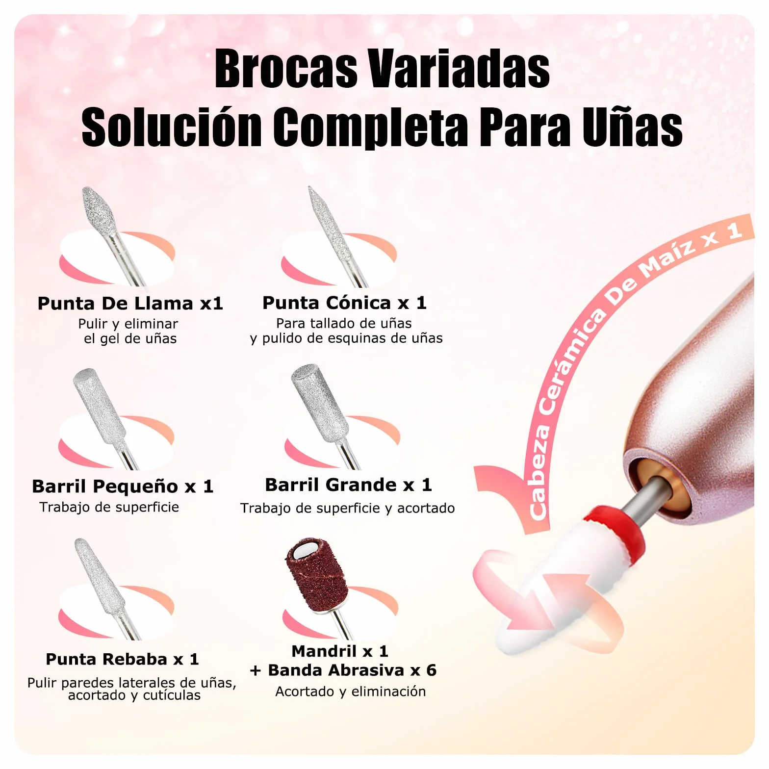 MEFA Torno para Uñas Profesional 13 en 1, 20000 Rpm Lima Eléctrica Recargable USB, Velocidad Ajustable Set Manicura Pedicura