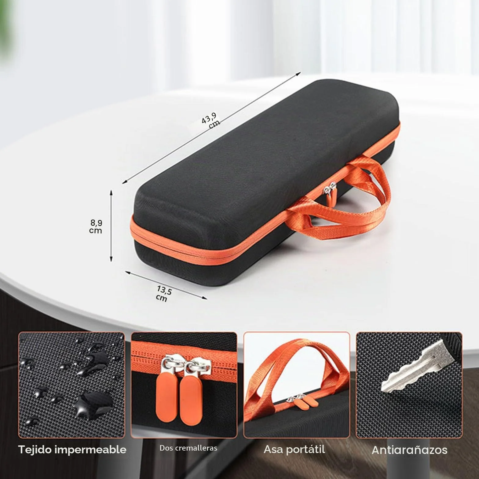 Funda de viaje dura para Dyson Airstrait, secador y alisador de pelo, portátil y protectora, Negro y anaranjado, 17.3 * 5.3 * 3.5 inch