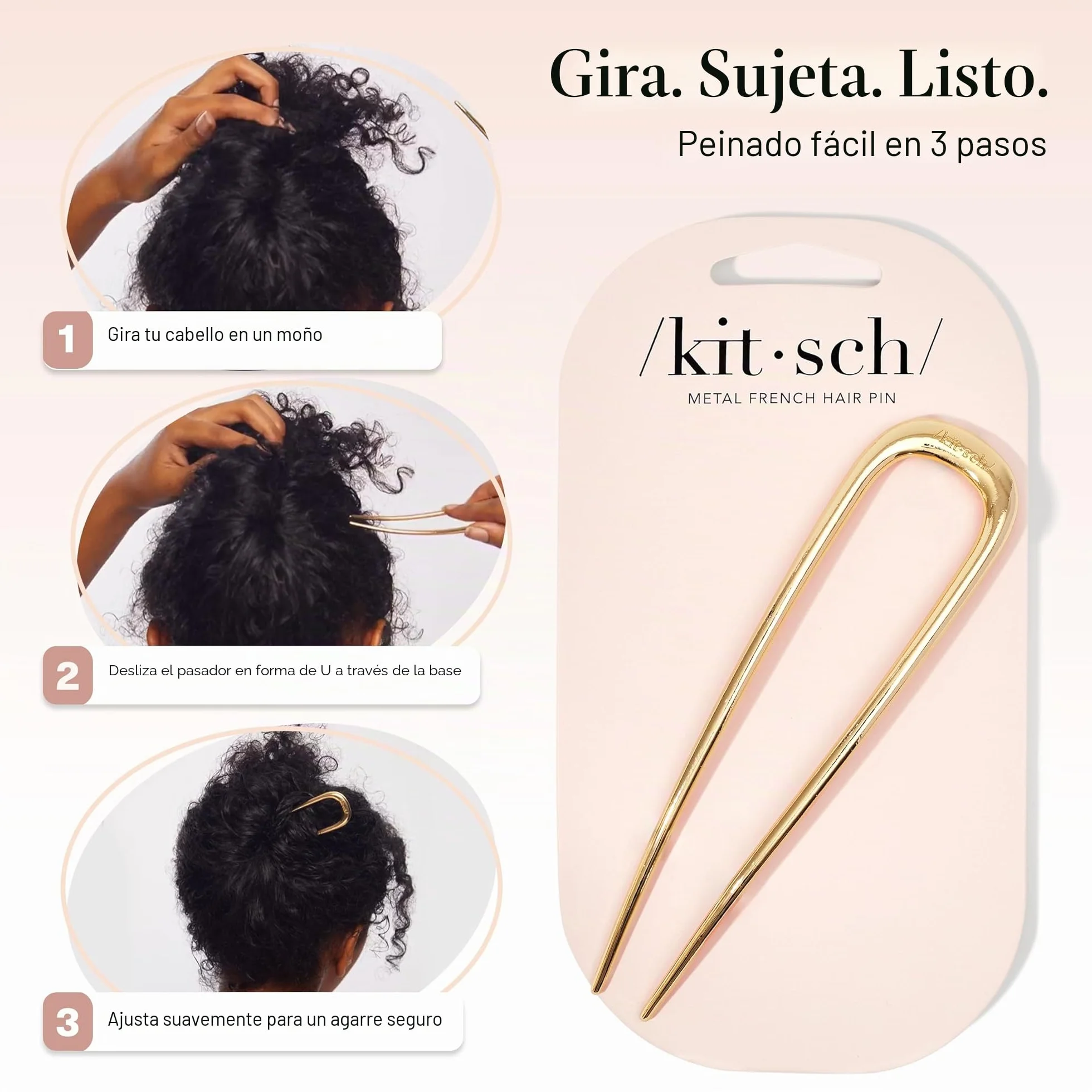 Broches francesas de metal para moños, peinados con trenzas y chignon