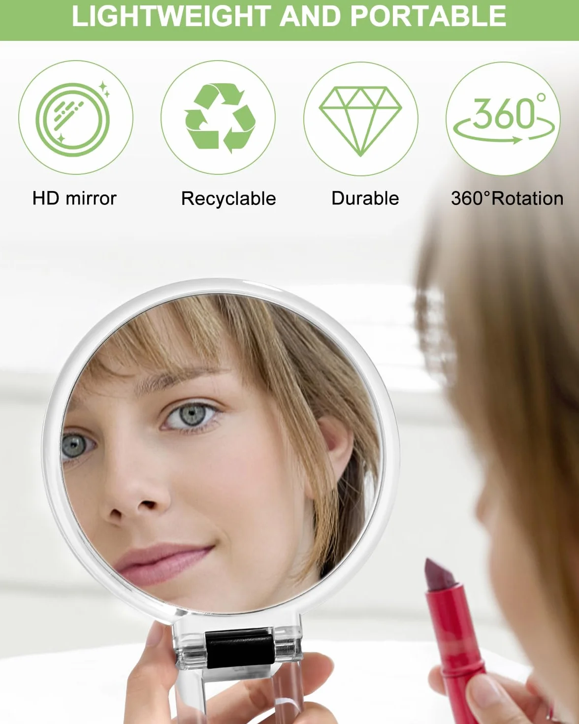 LEAZZLE Espejo de Aumento 30x/1x Doble Cara con Soporte Ajustable 360°