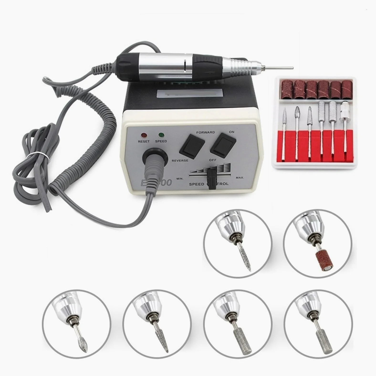 Torno para Uñas, Taladro eléctrico for uñas de 30000RPM, lima maestra de uñas for manicura, fresadora portátil for uñas, juegos de fresas(Nero)