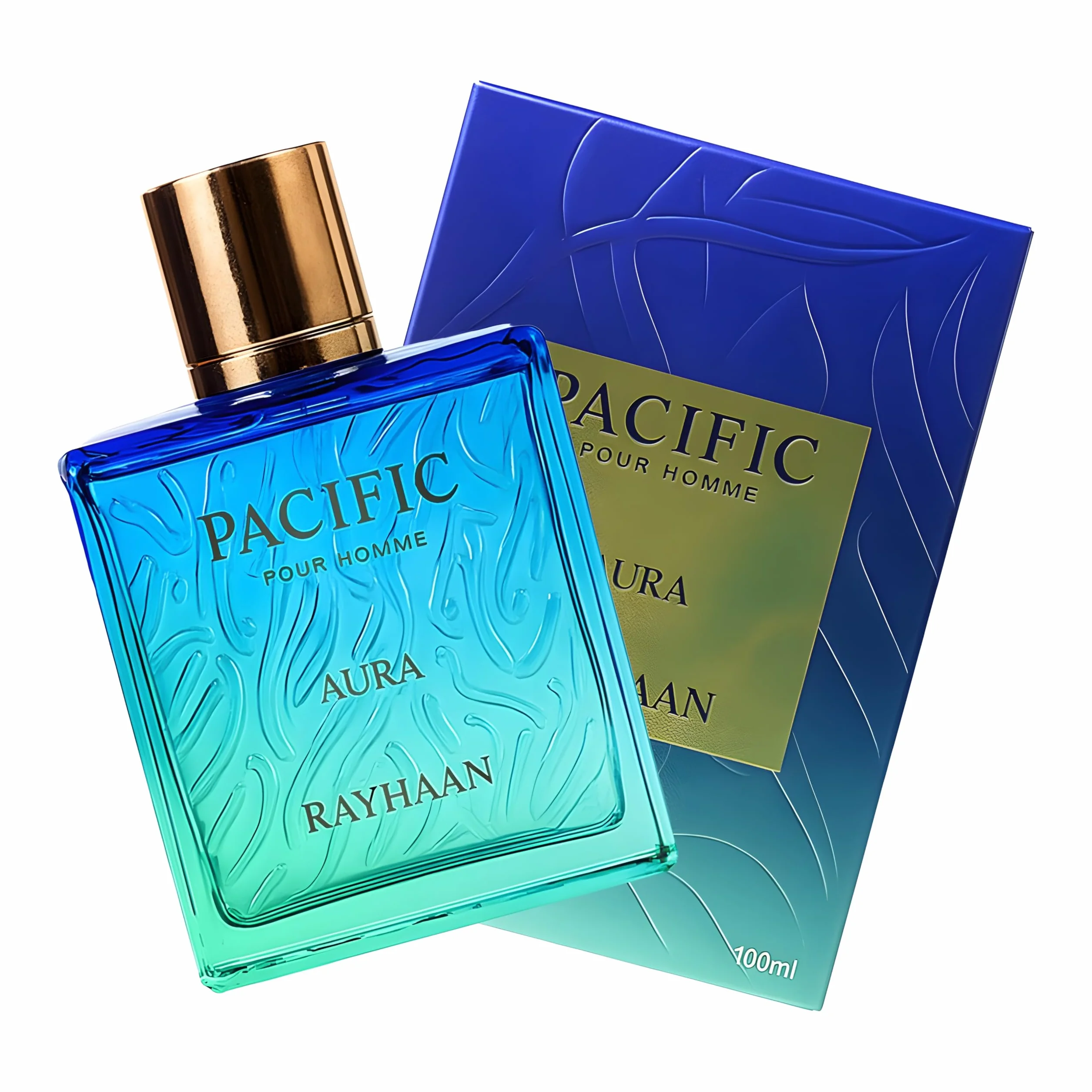 Rayhaan Pacific Aura - Citrus, Aromatic, Mint, Amber, Fresh - Eau de Parfum Spray for Men, 3.4 Ounce / 100 ml
