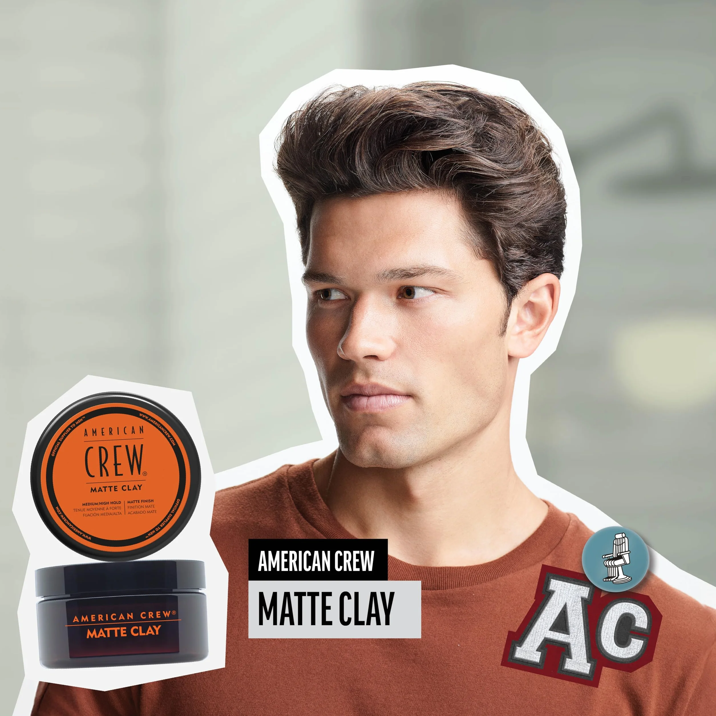 American Crew Matte Clay, Cera Mate Pelo Hombre Fijación Media-Alta, 85g