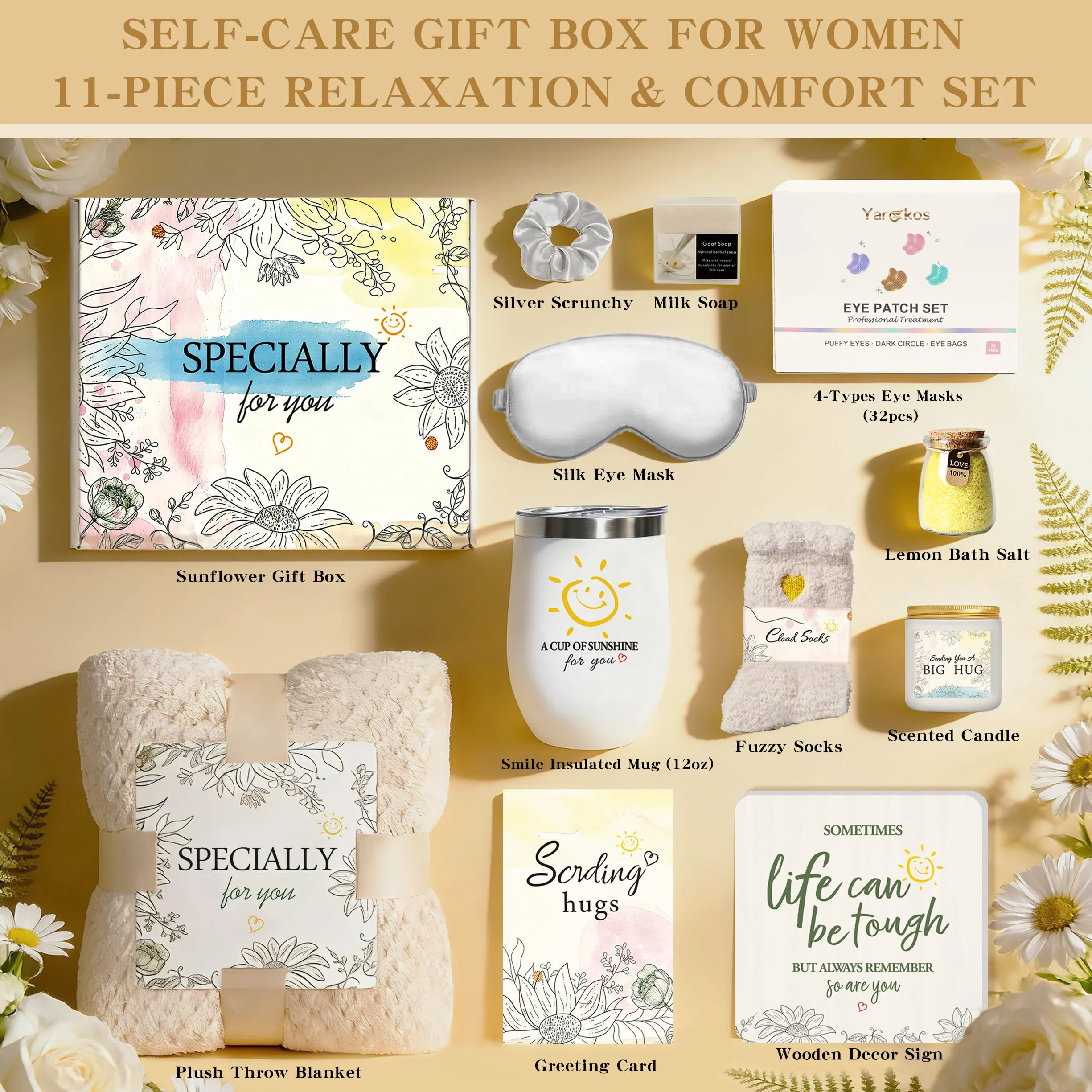 Cesta de regalo con 11 productos de cuidado personal para mujeres, regalo de cumpleaños para madre, hermana, amiga. Perfecto para recuperación o como regalo de agradecimiento.