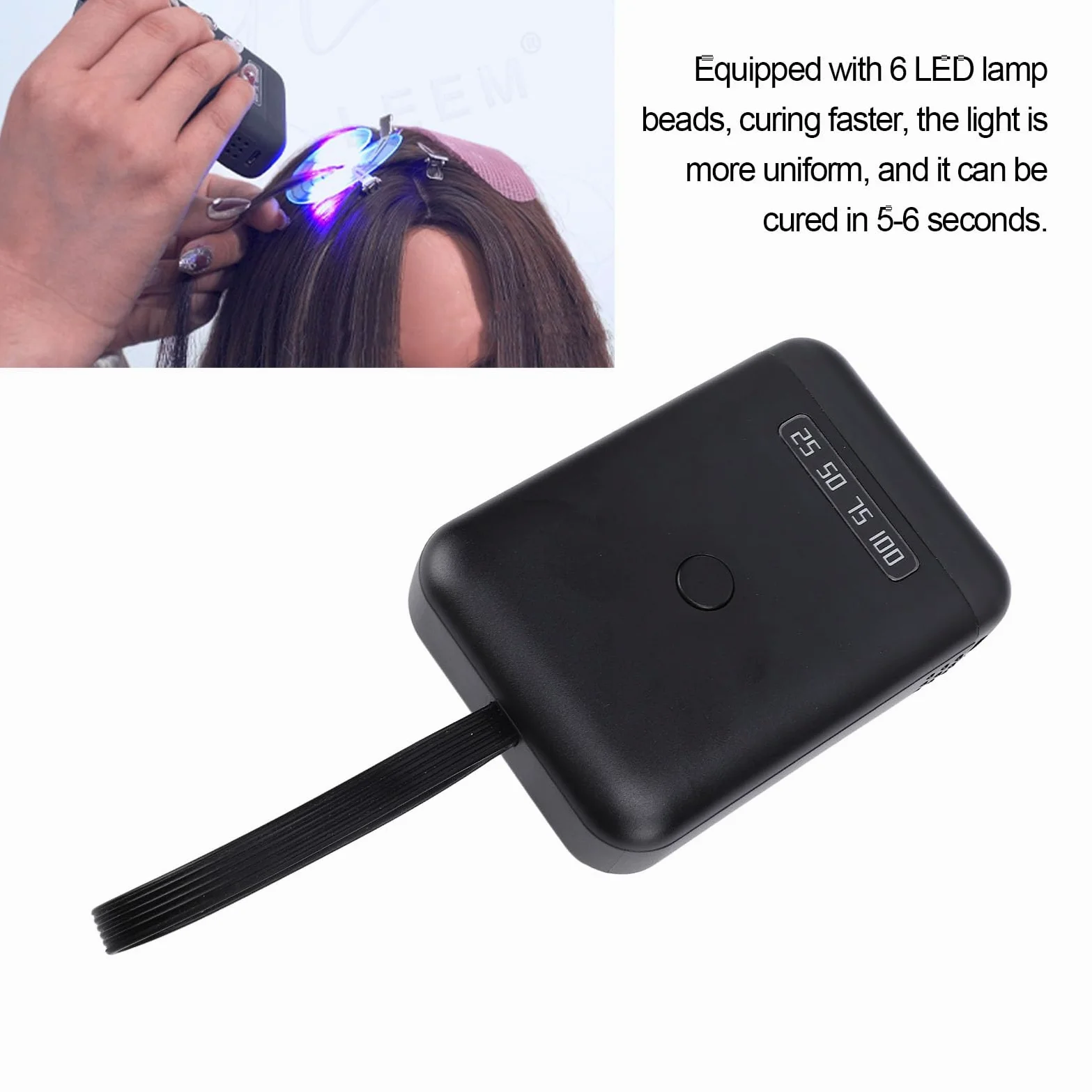 Kit de Extensiones de Cabello con Luz V, Luz de Extensión de Cabello LED UV de 405nm, Herramienta de Extensión de Cabello Recargable con Batería de 5000mAh para Salón en Casa
