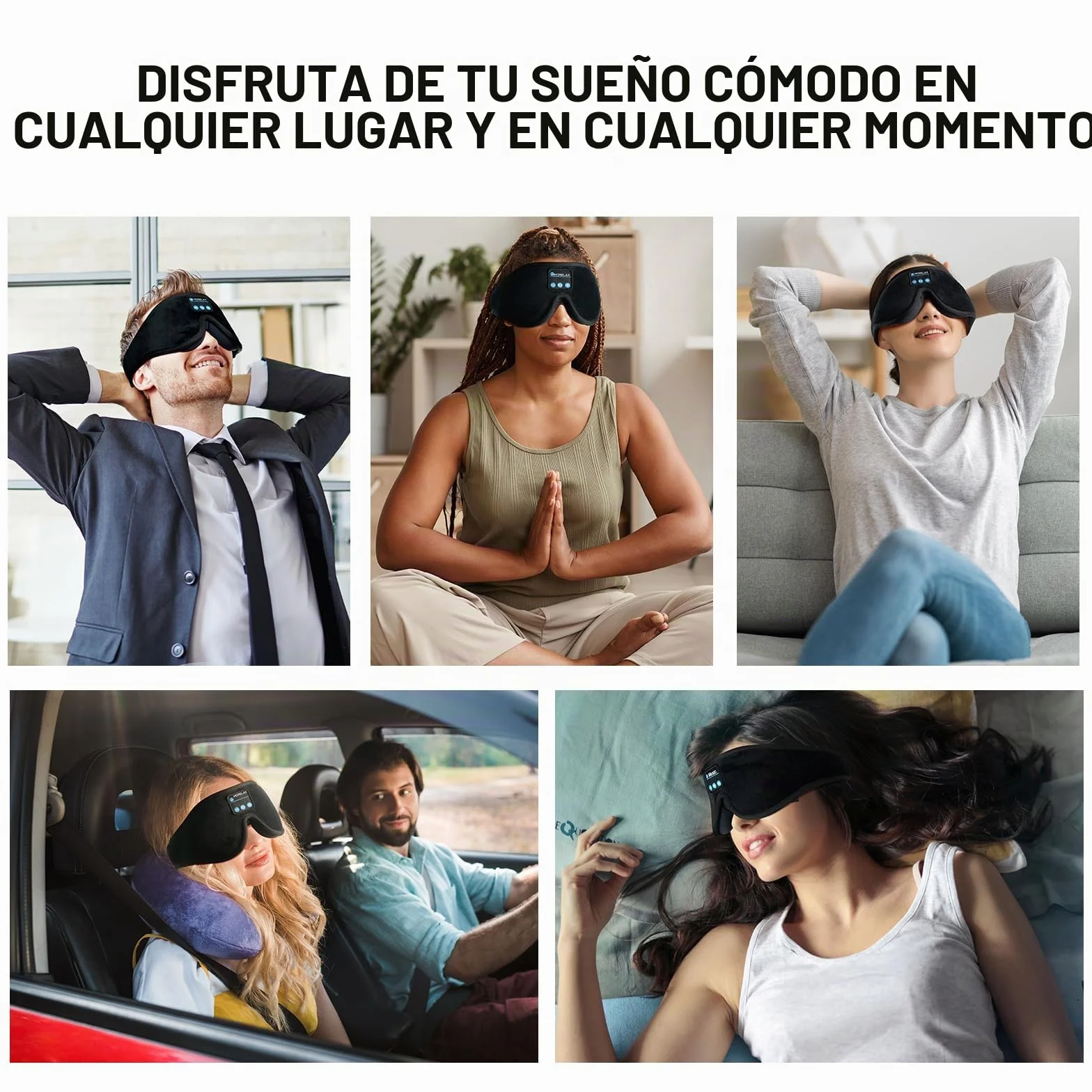 Antifaz para dormir con auriculares Bluetooth, máscara 3D inalámbrica música, regalo para mujeres