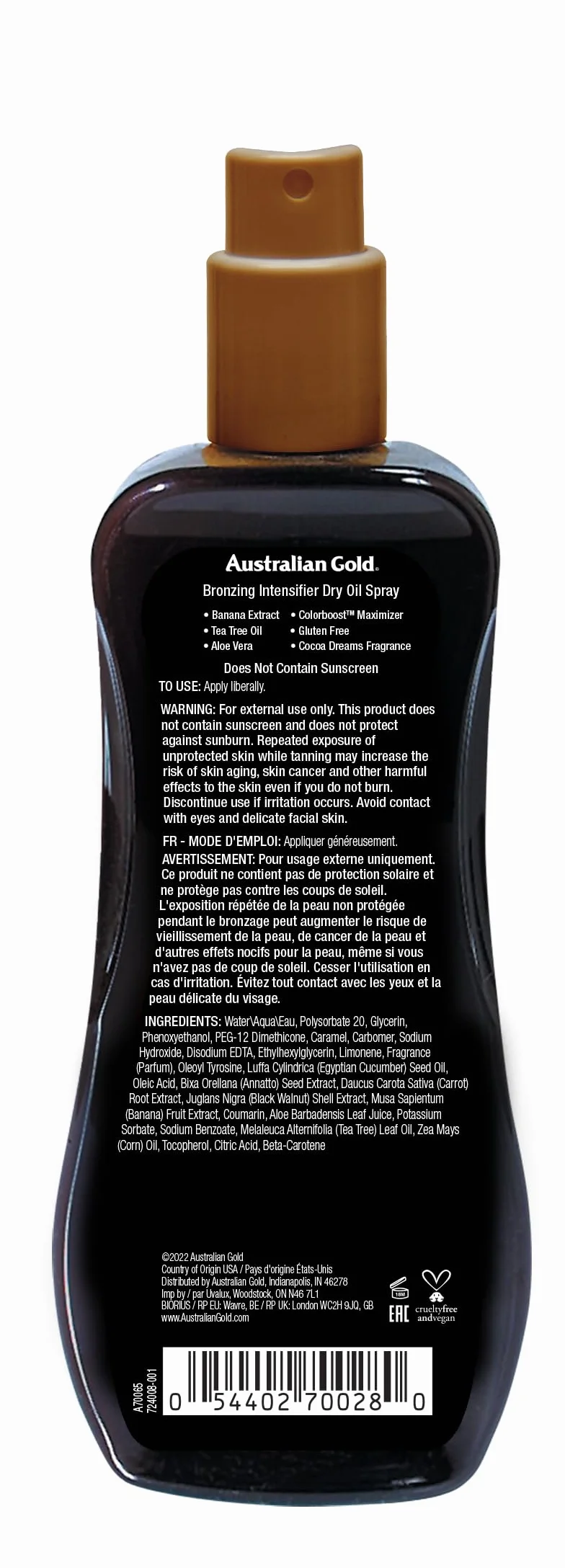 Australian Gold Intensifier Dry Acelerador del Bronceado 237 Ml tono de piel medio