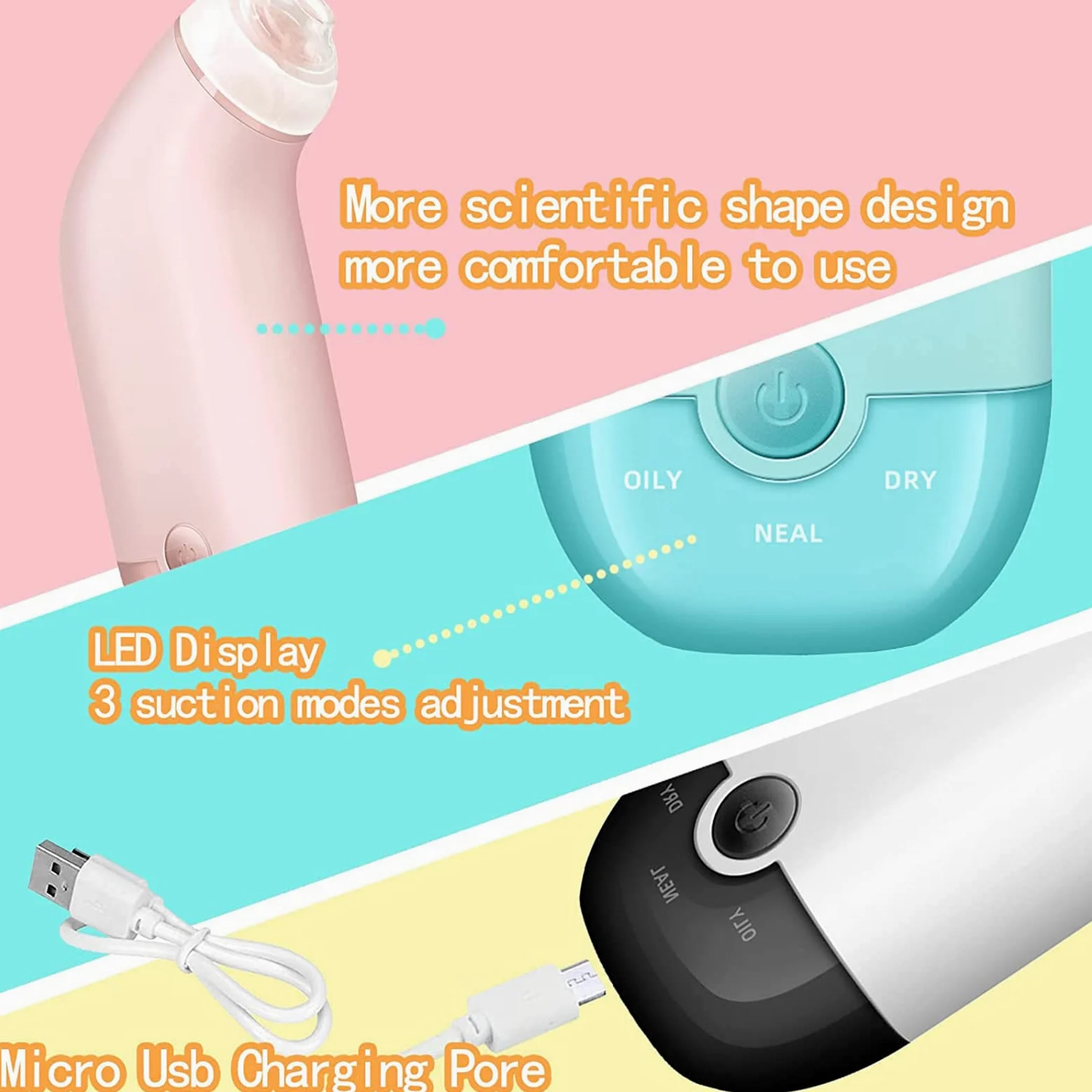 WolFum Limpiador facial de poros: extractor de espinillas de limpieza facial, herramienta de succión de puntos negros, aspiradora de poros para eliminar puntos negros, herramienta extractora de puntos