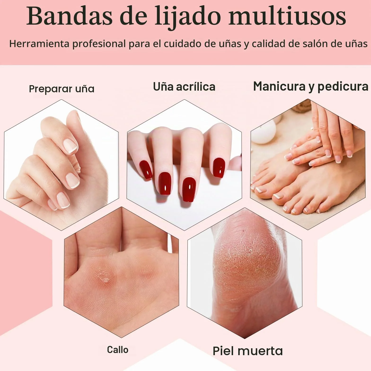 Mini bandas de lijado grano 180 para taladro de uñas 3/32 pulgadas 2 brocas mandriles mejorados
