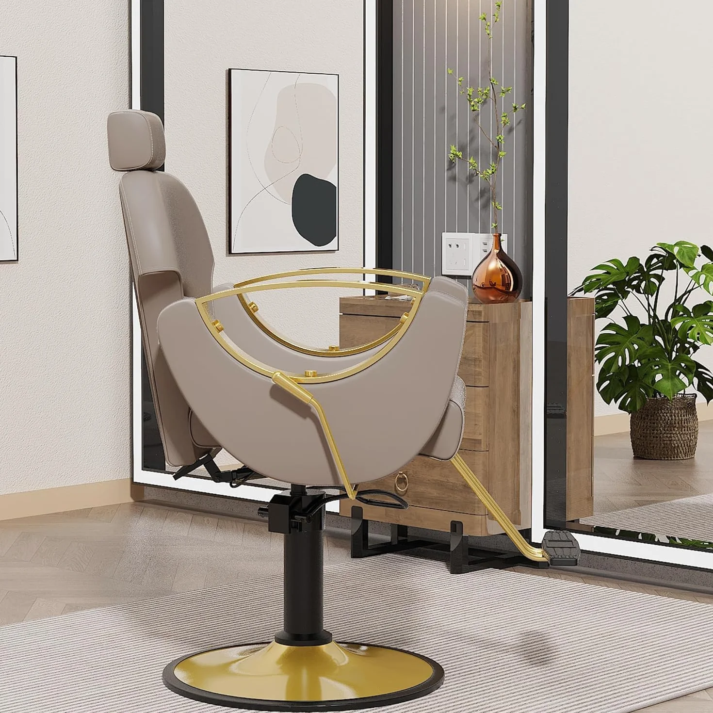 Silla de peluquería profesional giratoria 360° altura regulable reposacabezas ajustable reposapiés carga 150 kg