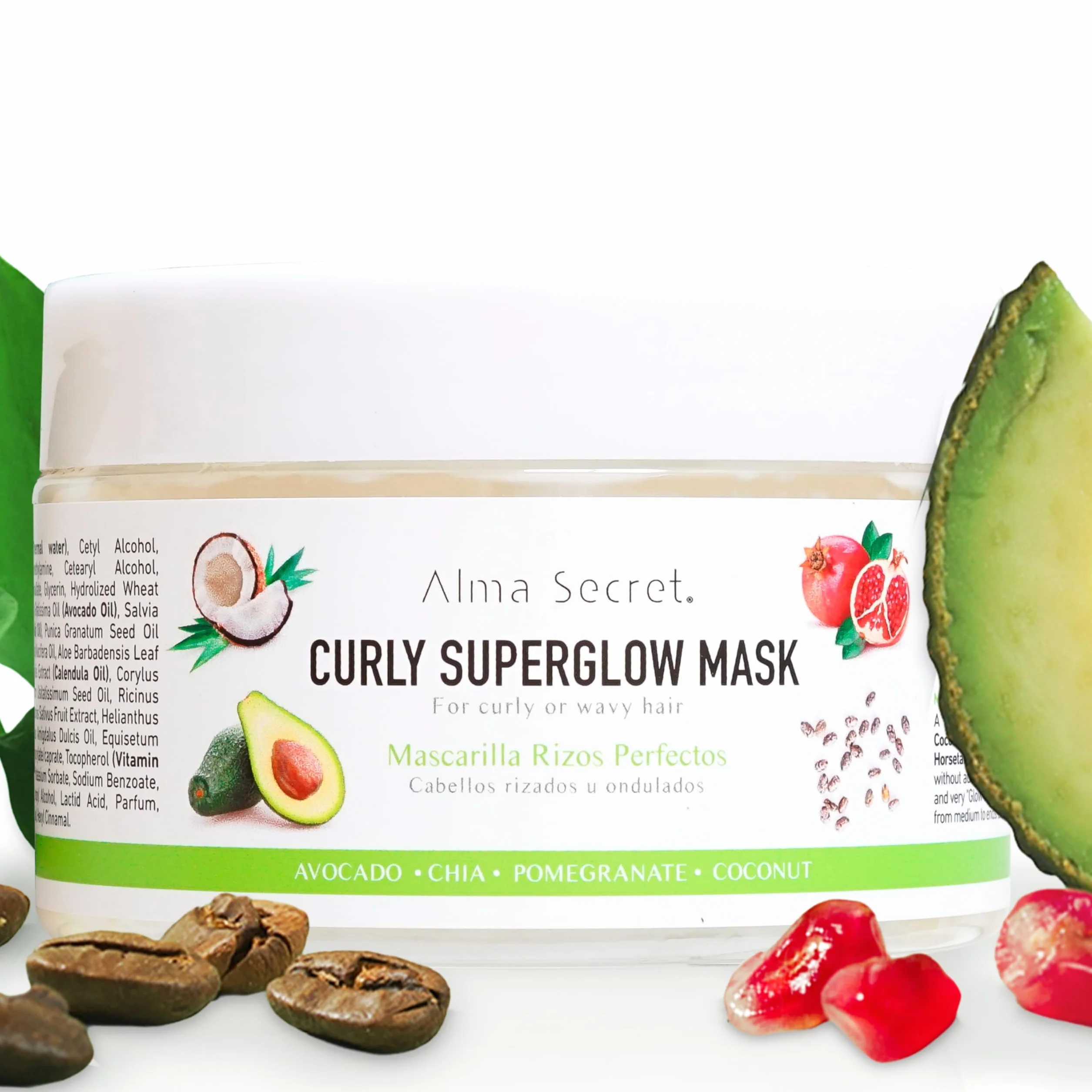 Alma Secret Curly Superglow Mask Mascarilla Antiedad Pelo Rizado 9 Aceites Vegetales Proteínas Método Curly 250ml