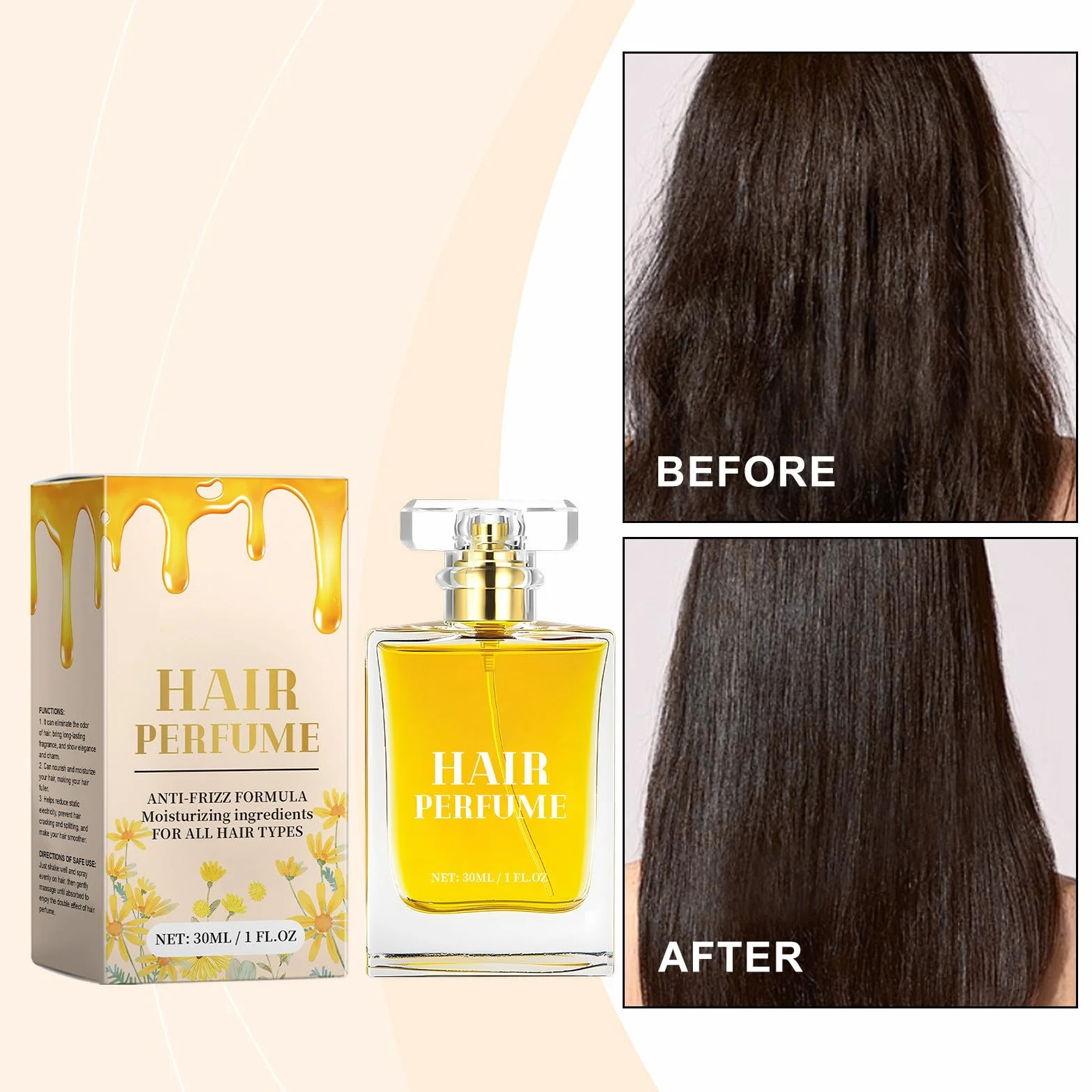 Perfume para el cabello con feromonas para mujeres, aceite esencial spray seco, frescura instantánea sin grasa (2 unidades)