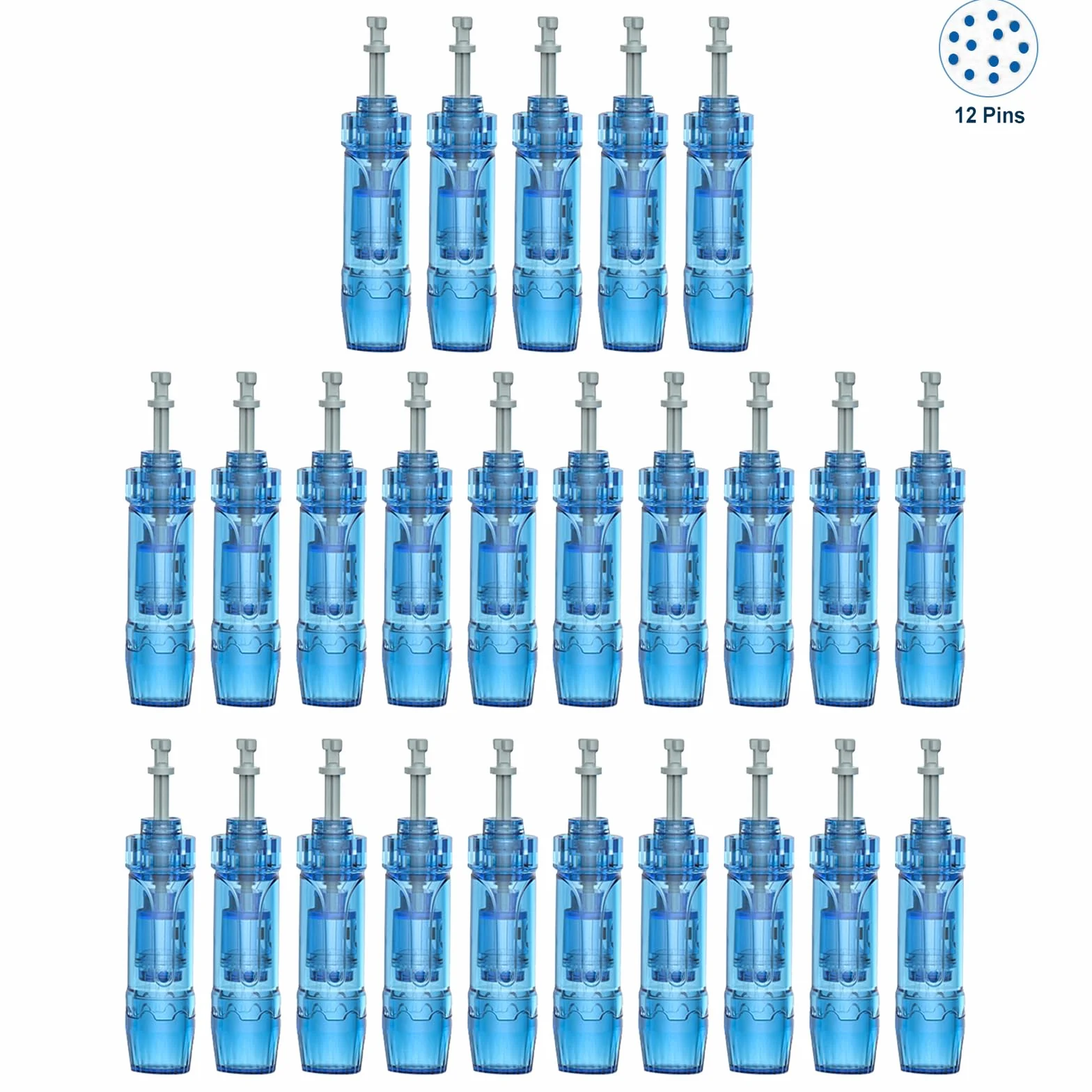 25 PCS Cartuchos dr pen Dermapen Agujas 12 Pins, Diseñados para el Lápiz de Dr. pen Ultima M8S A8S A9, Utilizado para Cicatrices de Acné, Cicatrices Profundas y Estrías