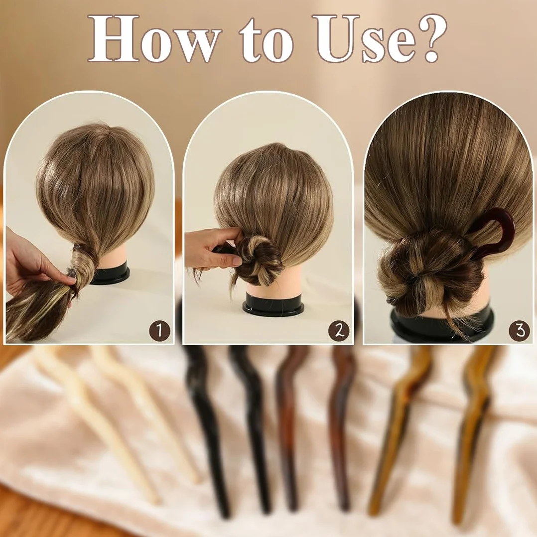 Pinza para el Cabello en Forma de U, 4 Piezas, Giro Francés Grande, Accesorios de Estilo para Mujer