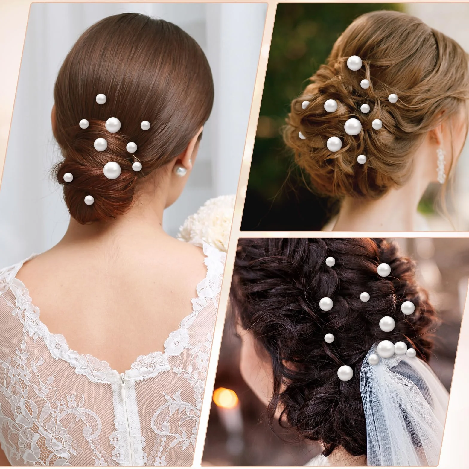 Horquillas Para El Pelo De Perlas De Boda JIEYAO, Accesorios Para El Cabello De Perlas, Horquillas En Forma De U Con Diamantes De Imitación