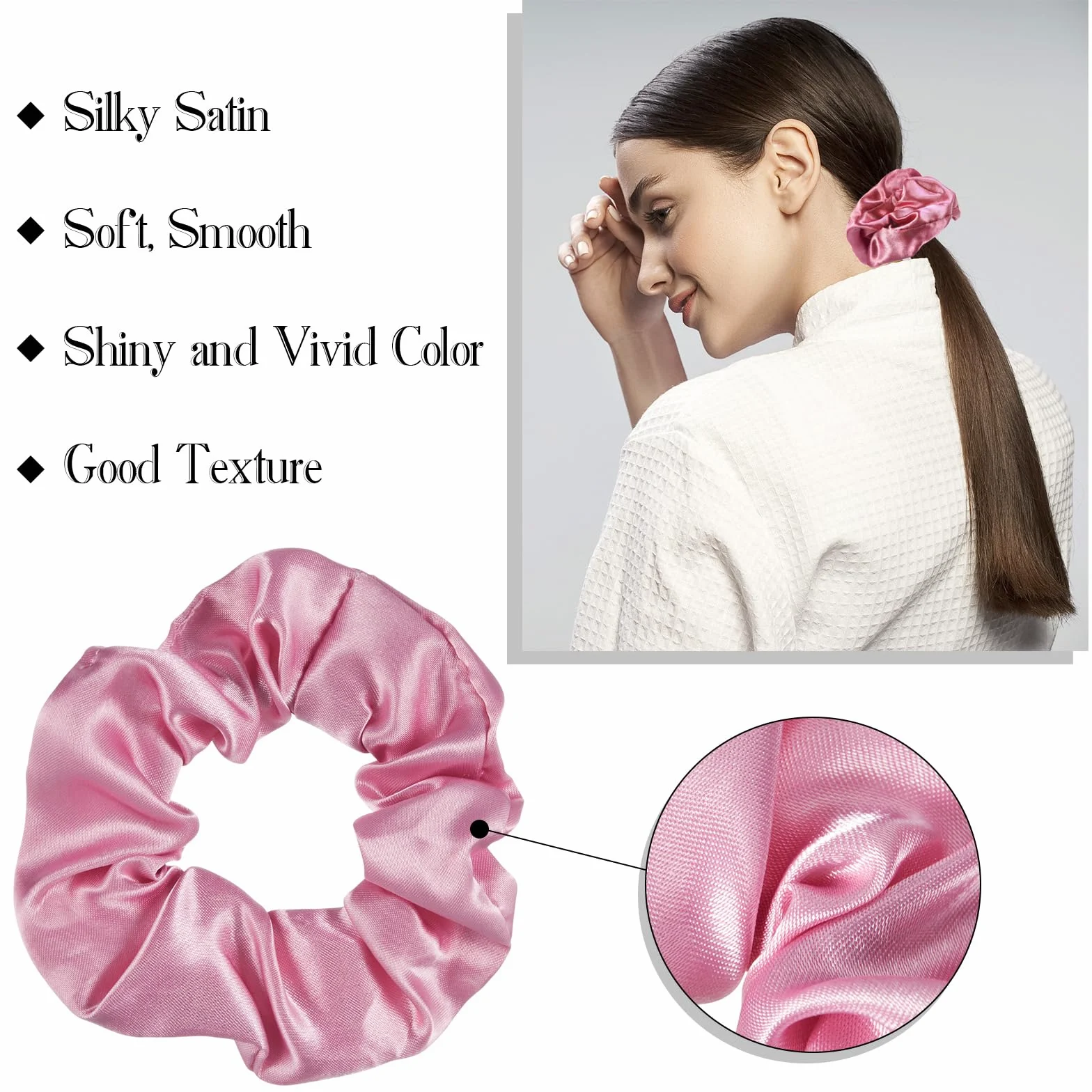 Hoteam 200 bandas elásticas de satén para el pelo a granel para soporte de cola de caballo, color sólido, bandas elásticas para el cabello, para mujeres, adolescentes, regalo de cumpleaños (color
