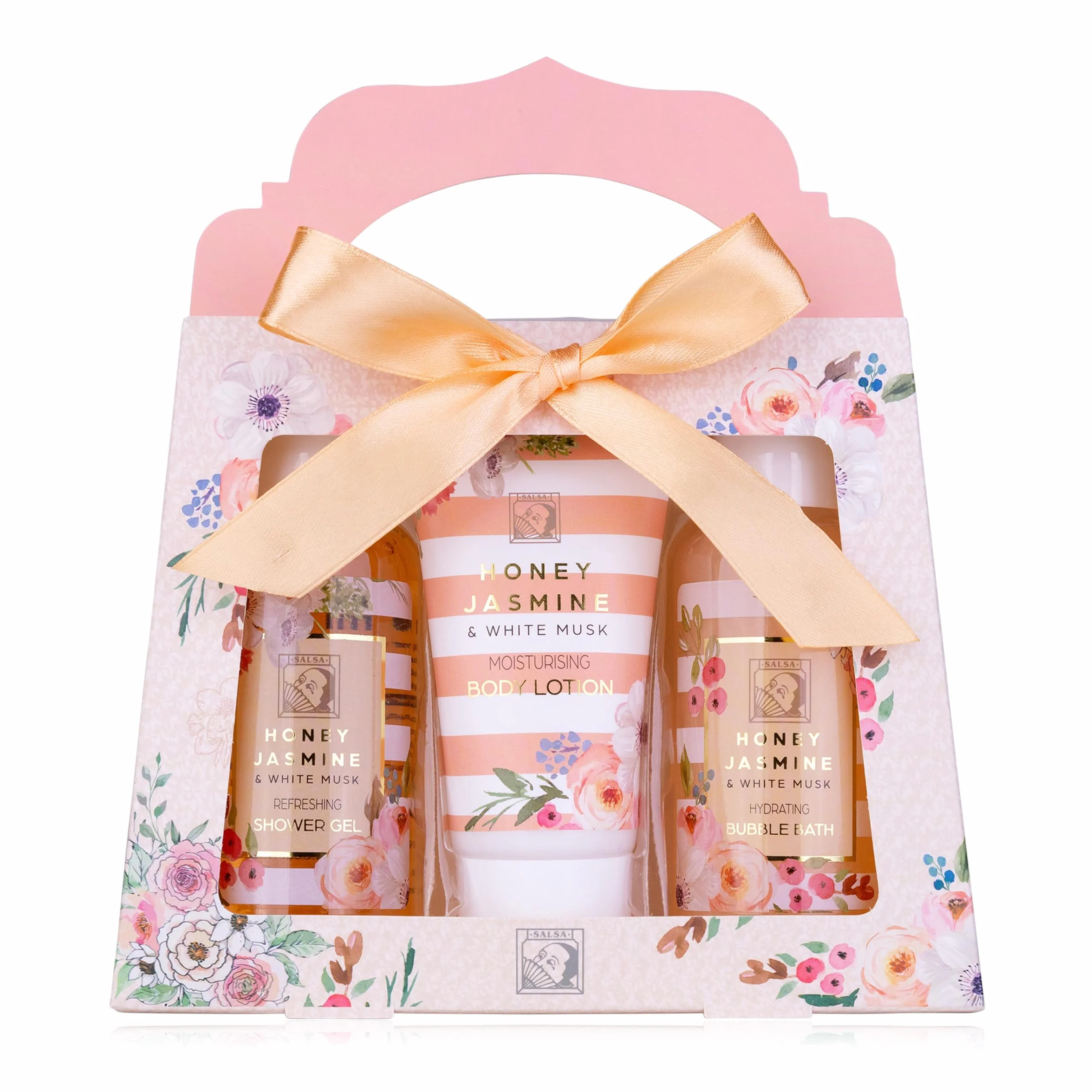 Accentra Set de ducha HONEY JASMINE 3 piezas gel loción corporal baño de burbujas regalo bienestar