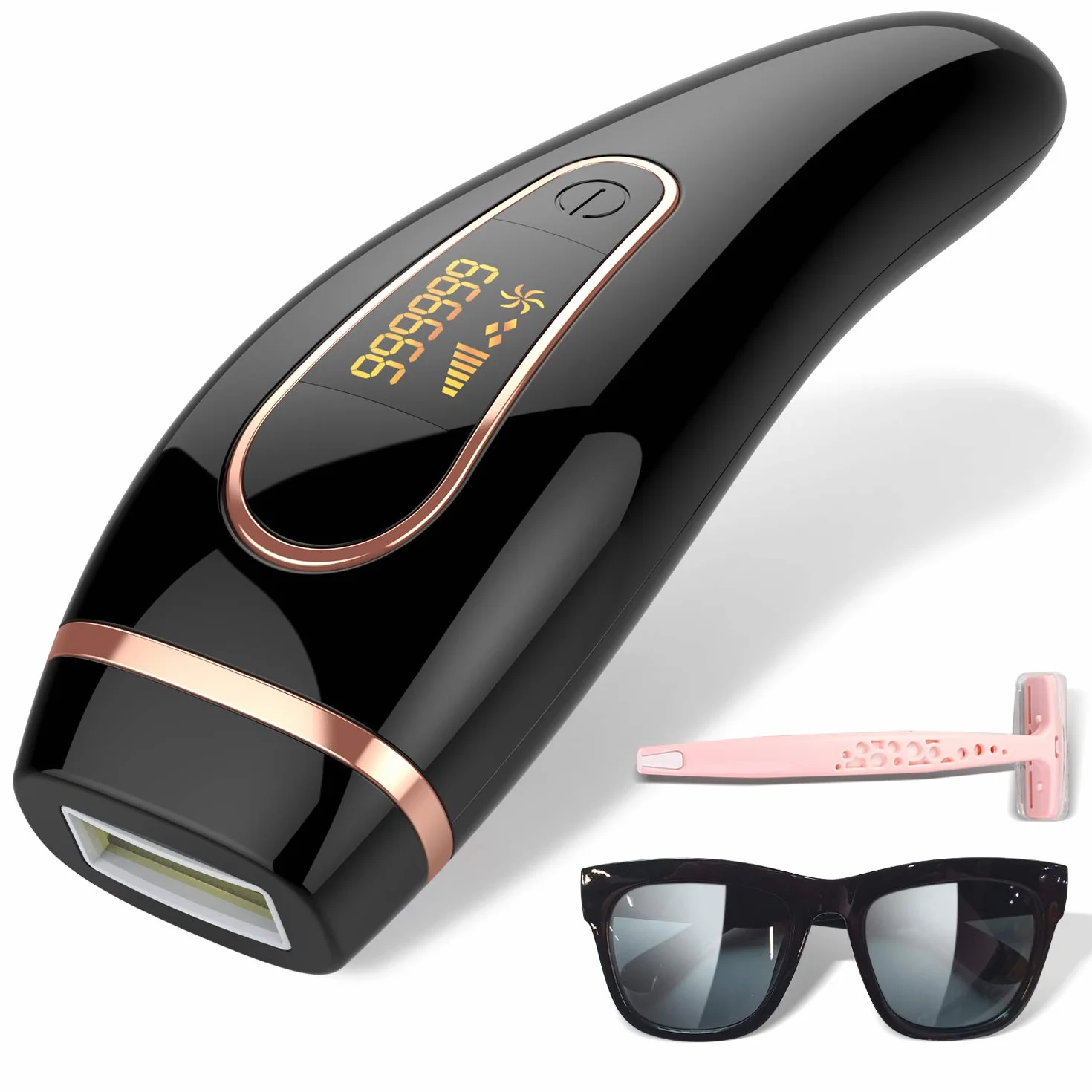 Depiladora Luz pulsada IPL, Dispositivo de depilación permanente sin dolor 999,999 flashes faciales de cuerpo entero en el hogar para mujeres hombres