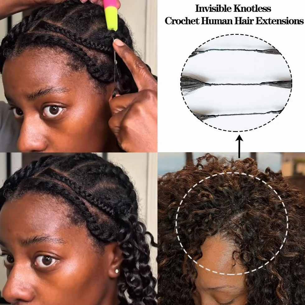 Extensiones de cabello humano de 22 pulgadas, 60 g, 40 hebras, P27/613, rubio, suave, ligero, ondulado, rizado, cabello humano, extensiones de crochet