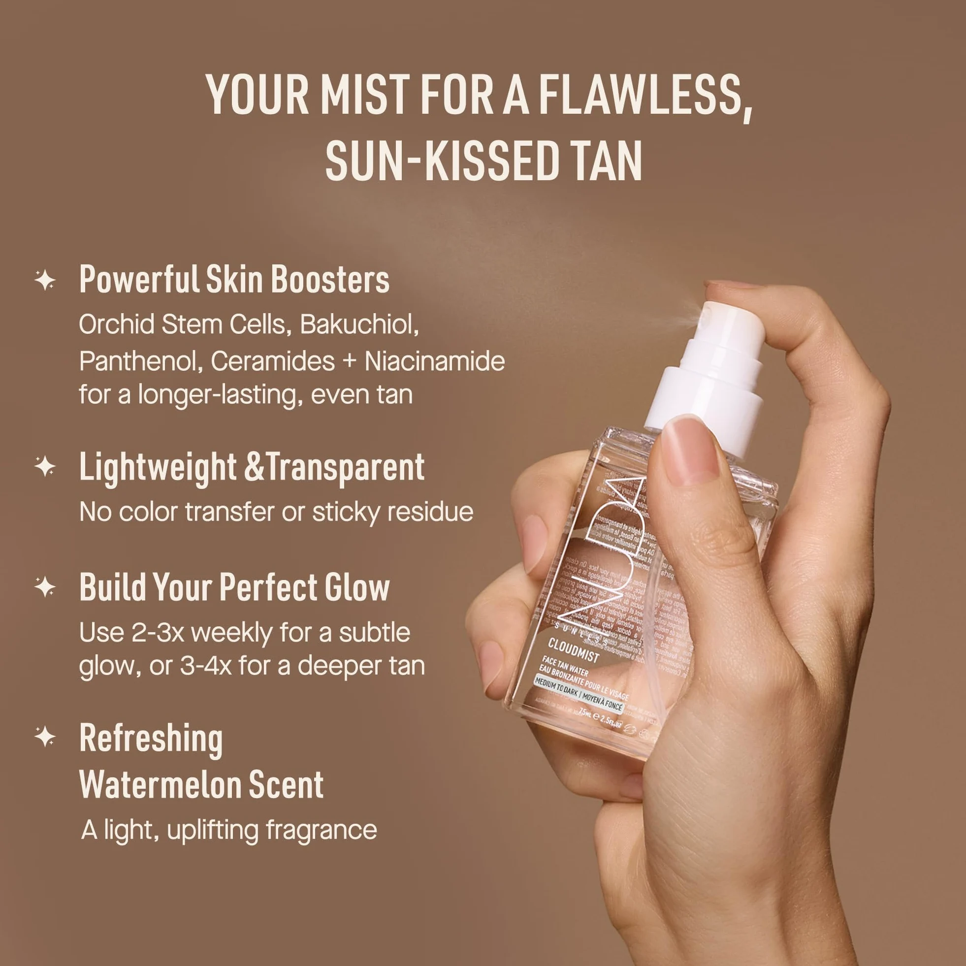 Nuda Canada - Nuda Face Tan Water | Bronceado facial ligero y transparente | Spray facial hidratante con agua
