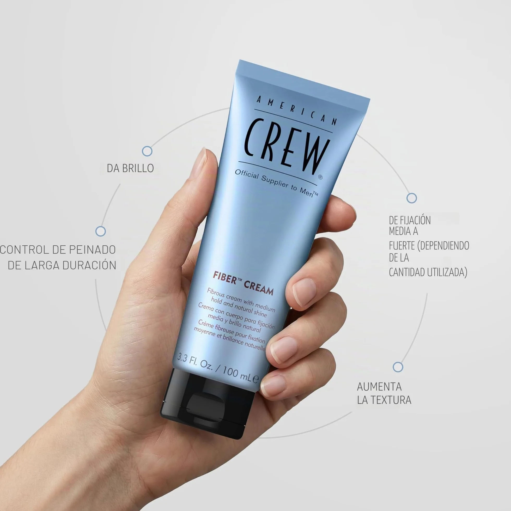 American Crew Fiber Cream Crema de Peinado para Hombre Moldea el Pelo Aporta Textura Cuerpo Flexibilidad Aumenta el Brillo Acabado Natural Fijación Media 100 ml