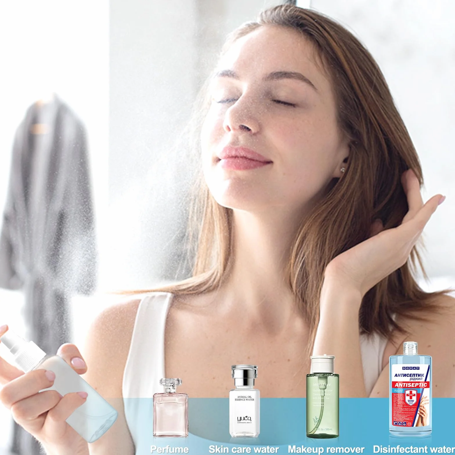 Redamancy 4 piezas 50ML Bote Spray Pulverizador Pequeño Vacio Plástico Transparente para Maquillaje Agua Alcohol