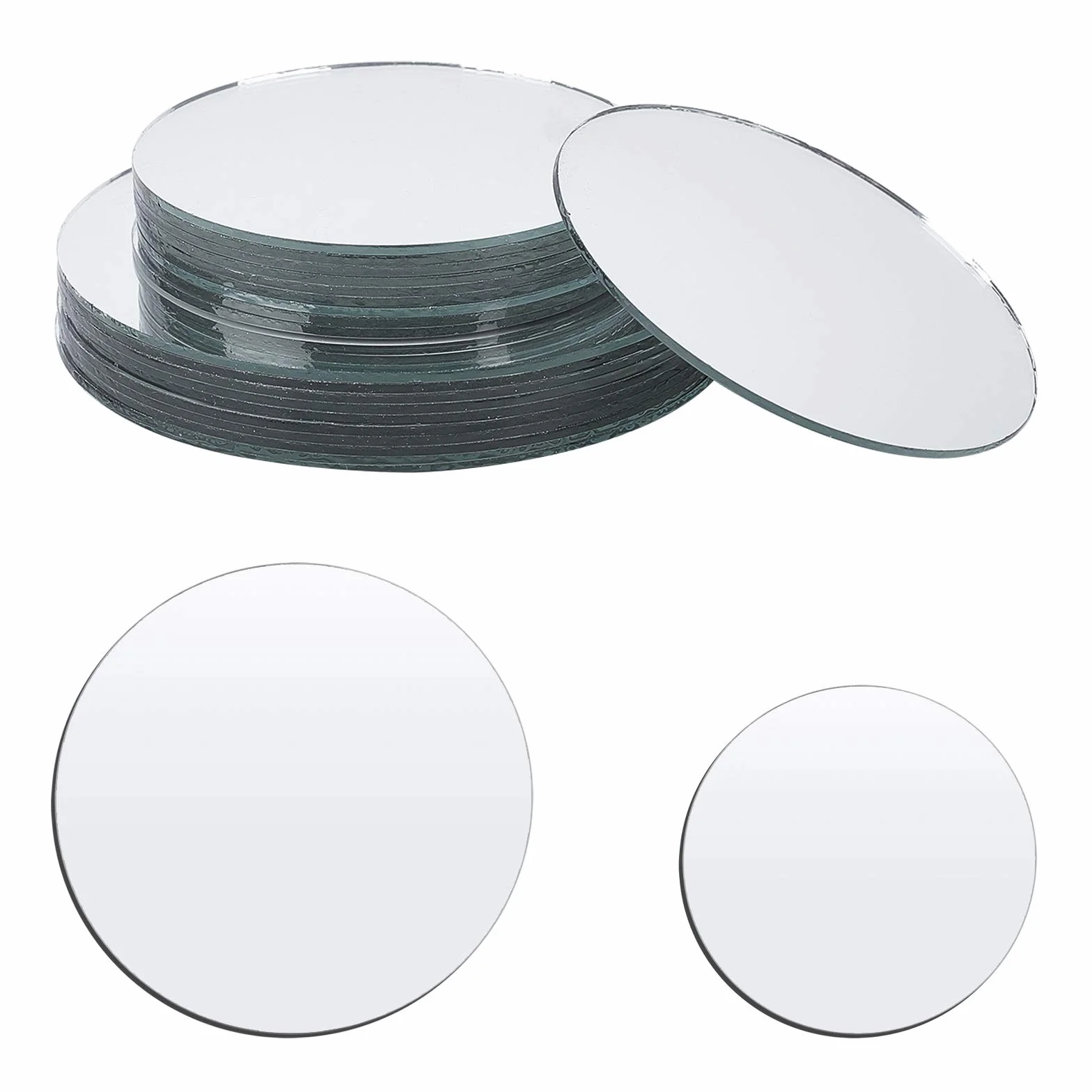 PH PandaHall 20pcs Azulejos de Espejo de Cristal Redondo 7,6 cm/10 cm para Decoración y Manualidades