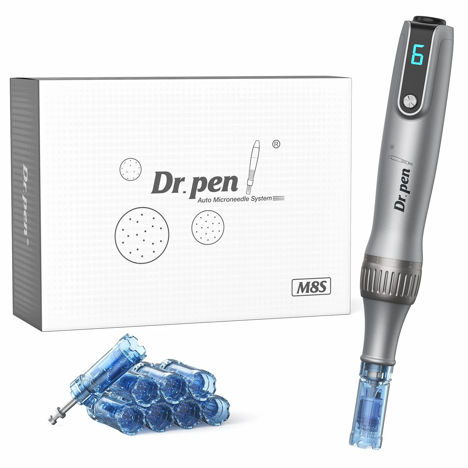 Dr. Pen M8S Microneedling Pen Kit Profesional Inalámbrica para Rostro Cuerpo Crecimiento Cabello Barba 8 Cartuchos