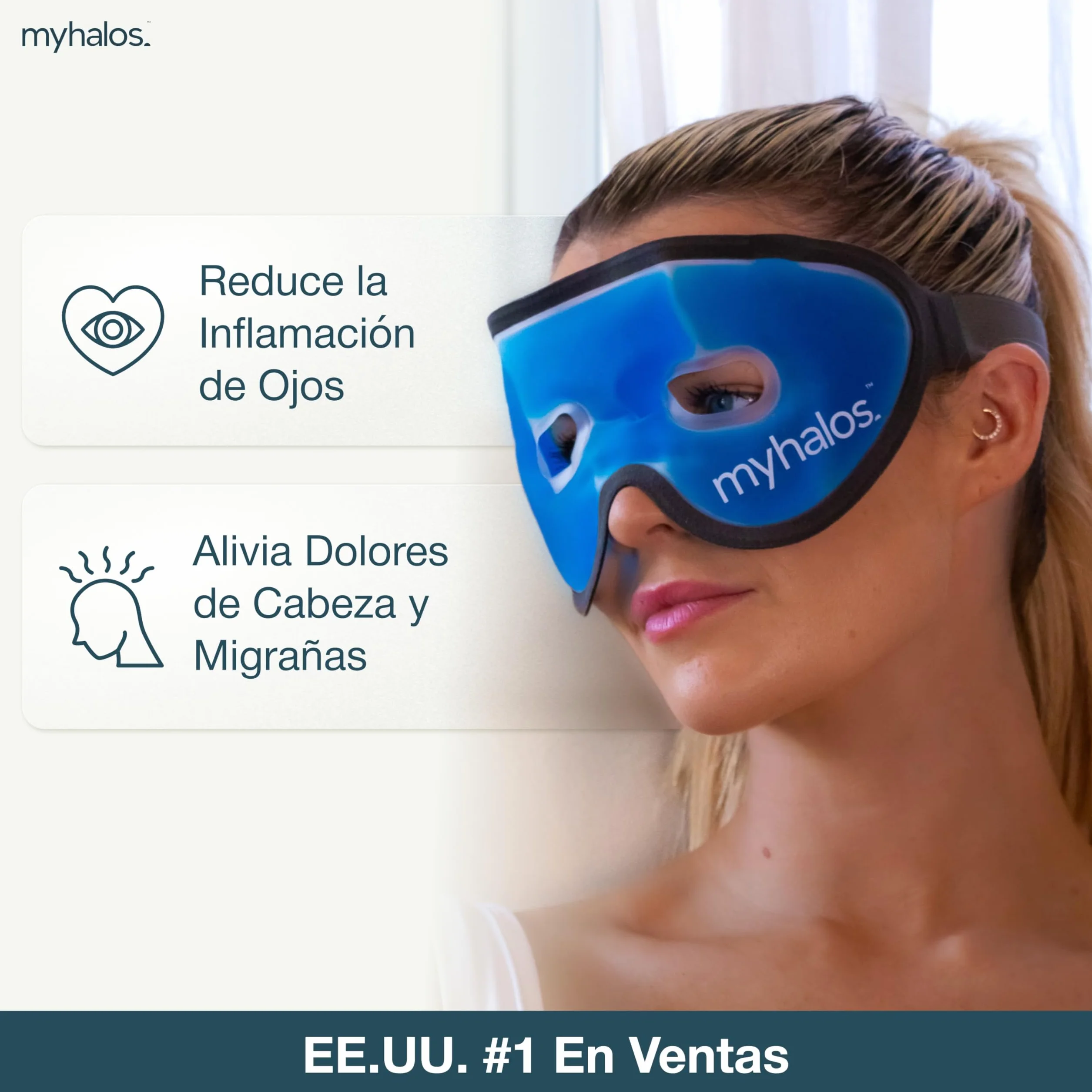 MyHalos Antifaz Gel Frío Ojos Hinchados Antiojeras Máscara para Dormir Alivia Migraña Dolores de Cabeza