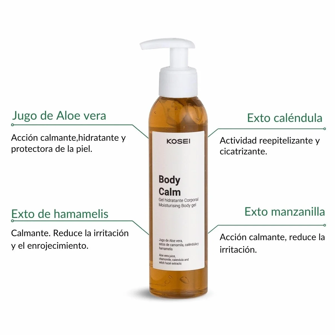 KOSEI BODY CALM Gel Hidratante con Aloe Vera 250 ml Pos Depilación
