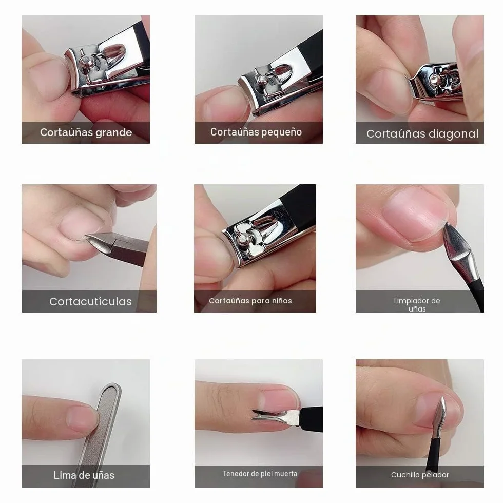 Cortaúñas Acero Inoxidable Grooming Kit Set 15 Piezas Manicura Pedicura