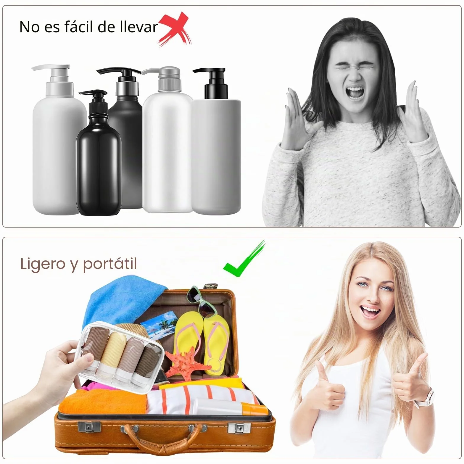 Viajes Travel Bottles Silicona 100ml 4Pcs Kit Champu Envases Frascos Silicone Avion Liquido Rellenable Botella