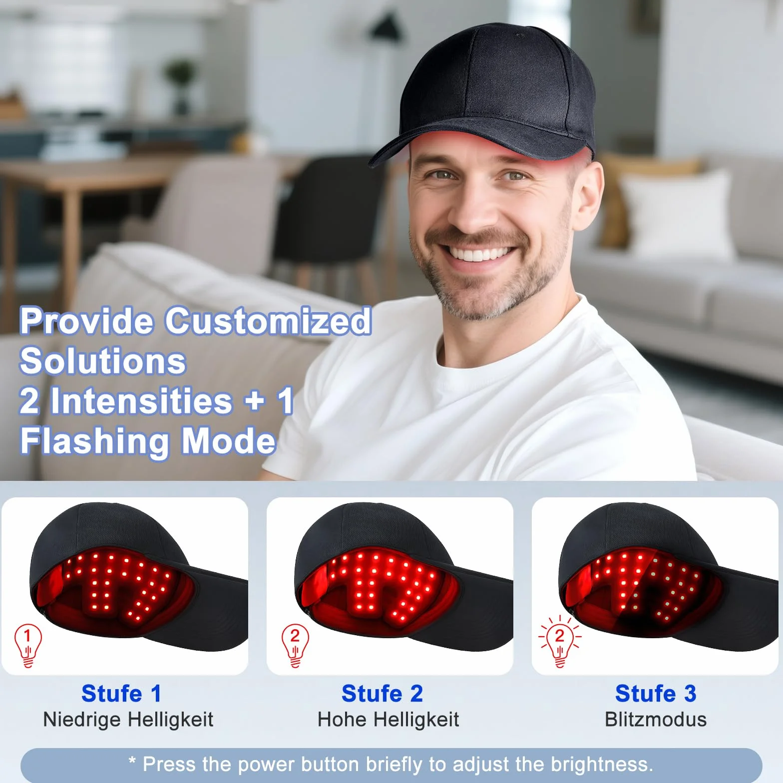 Etyceun Gorra para Crecimiento del Cabello 4 Modos 660nm 450nm 850nm Reduce Grasa y Caída Mejora Salud Folículos
