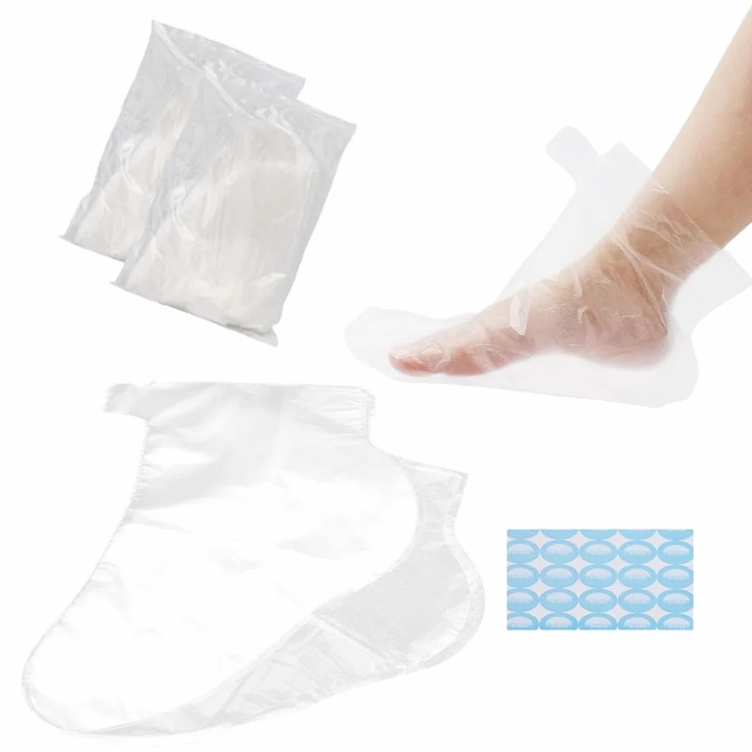 Parafina Calcetines Desechables de Plástico 200 Piezas para Pedicura SPA Tratamiento de Cera