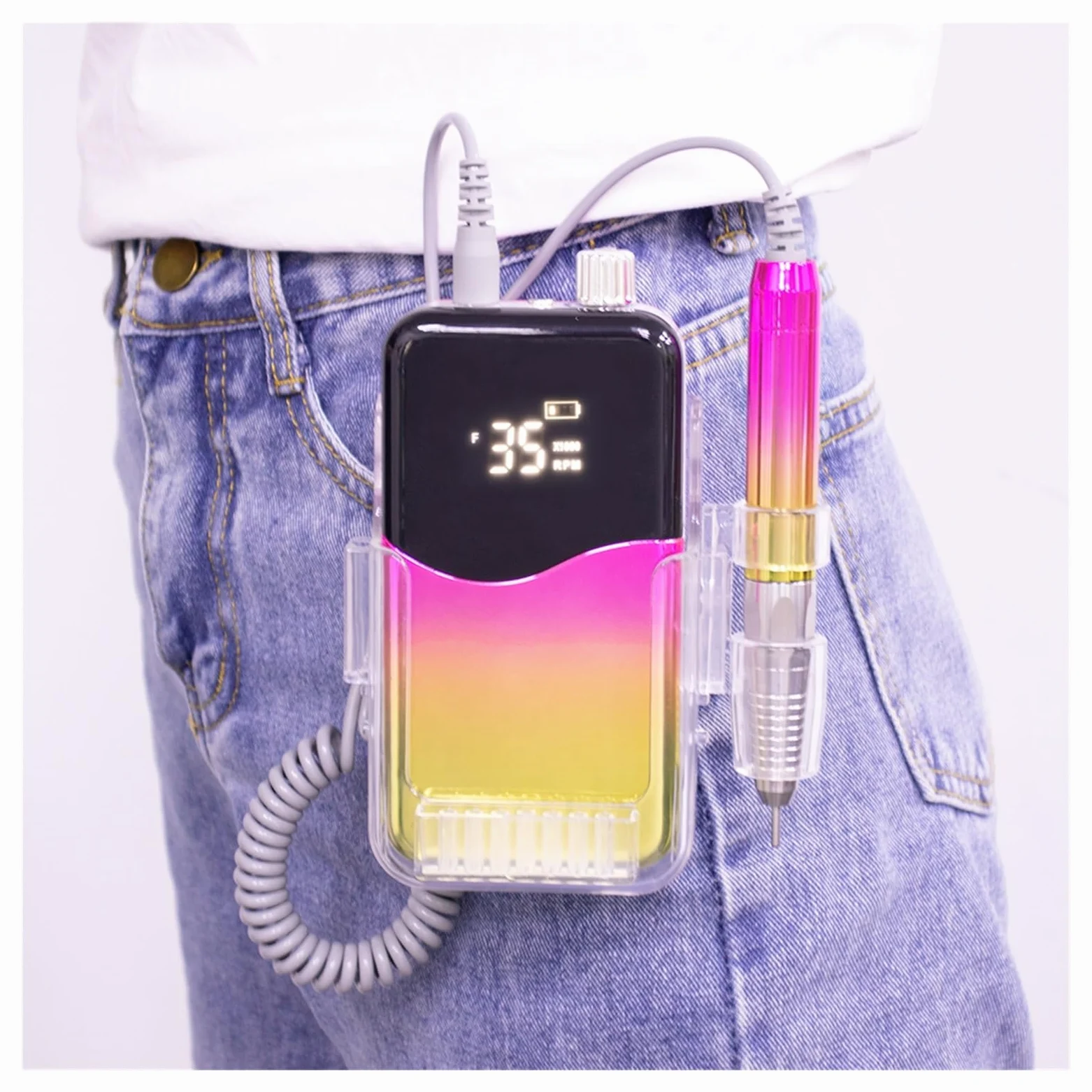 Torno para Uñas, Taladro de uñas portátil, profesional 35000 RPM, lima de uñas eléctrica recargable, lima E for uñas acrílicas, eliminación de pulido de gel, lima inalámbrica con kit de brocas for sal