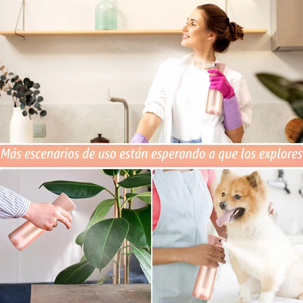 Botella de spray para el cuidado del cabello, piel, plantas, limpieza