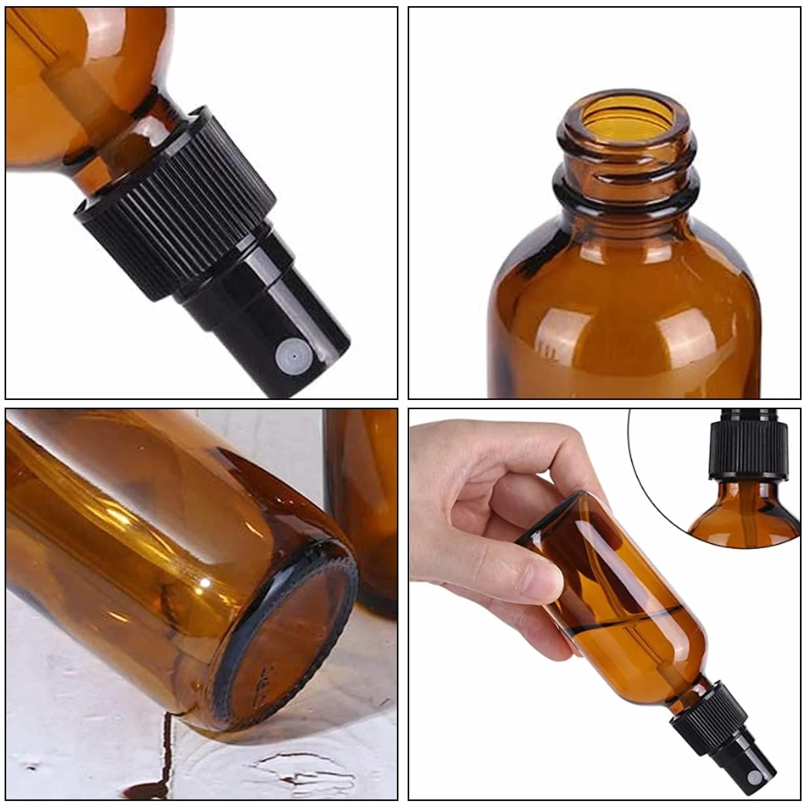 Pulverizador Cristal Marrón 100ml Botella Spray Vidrio Ámbar Vacía con Cabezal Pulverizador Embudo Cuentagotas para Perfumes