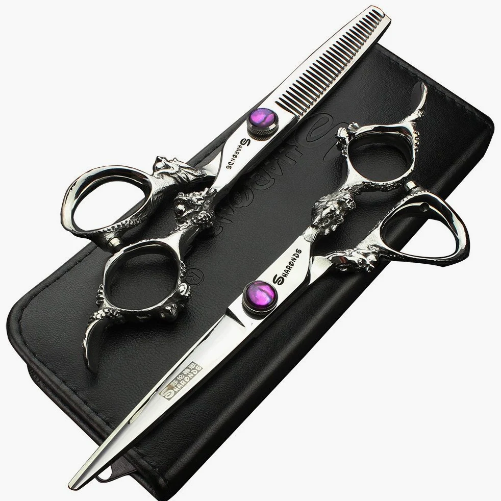 Tijeras profesionales de peluquería de 6.0', mango de dragón japonés, para cortar el pelo, 440 C, tijeras de entresacar para peluquería