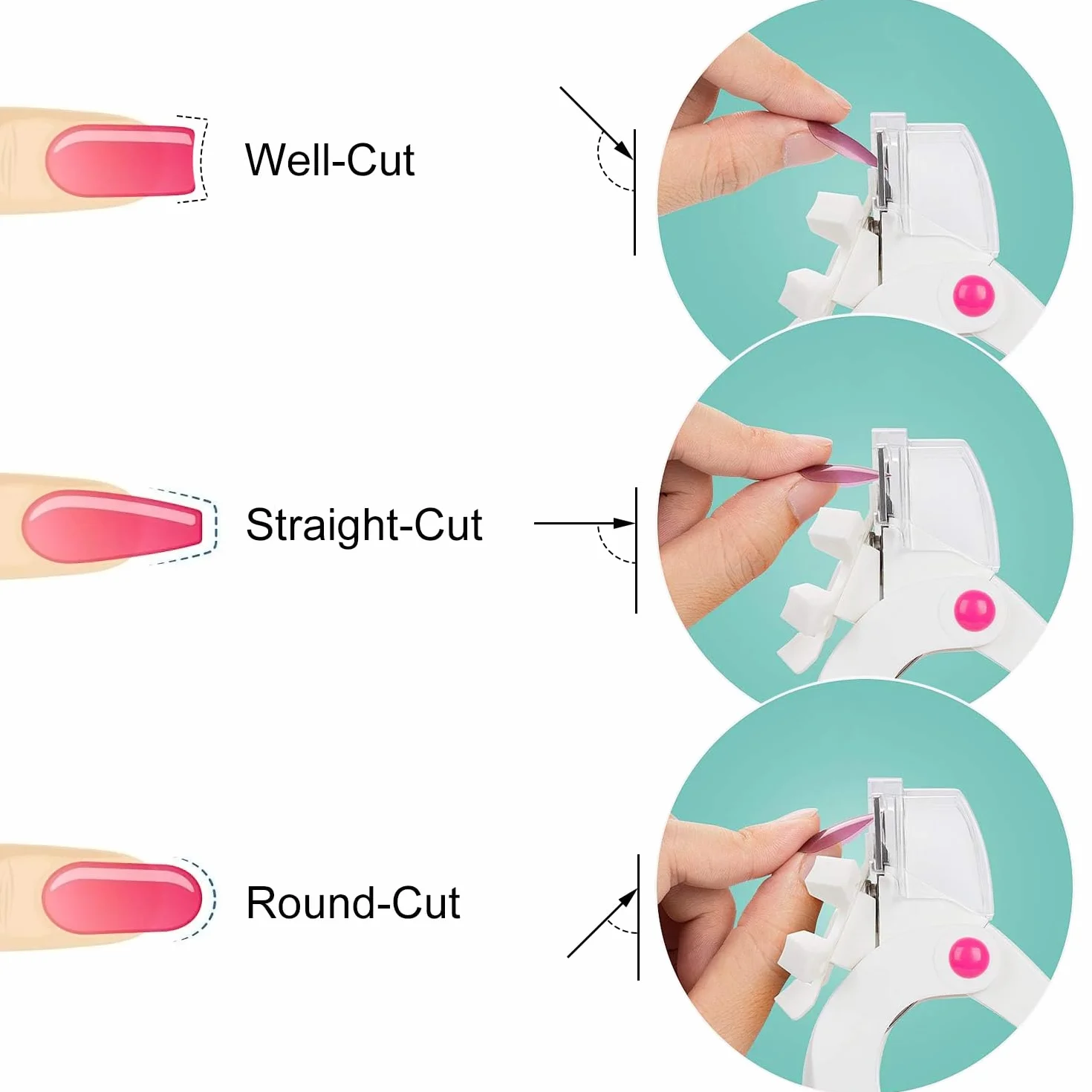 Cortauñas para Uñas Postizas de Gel Profesional con Cuchillas Desmontables - Cortador de Tips Uñas de Acrílicas Herramientas Manicura