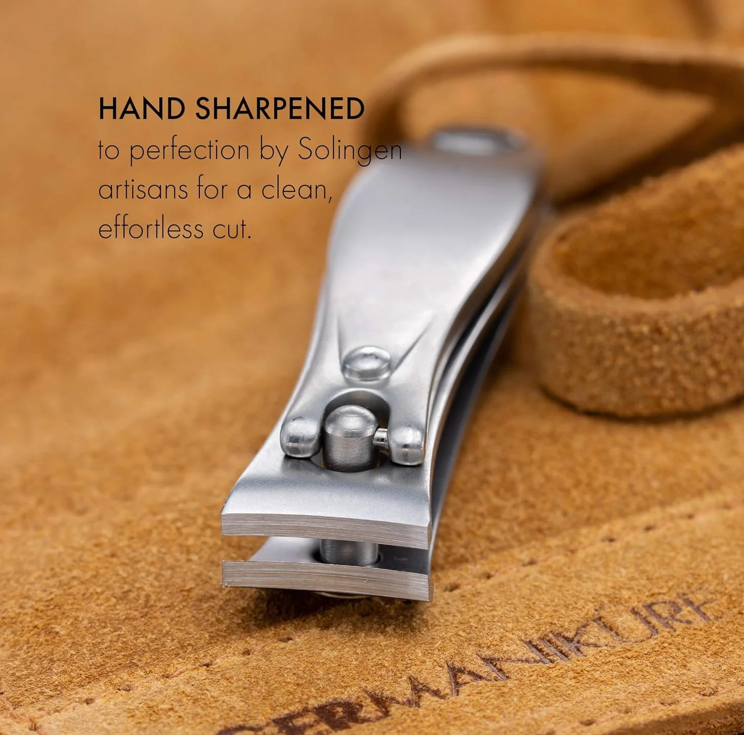 GERMANIKURE Juego de limas de uñas y zafiro, en estuche de cuero marrón, fabricado en Solingen, herramientas de acero inoxidable FINOX, calidad profesional, kit de manicura y pedicura para hombre