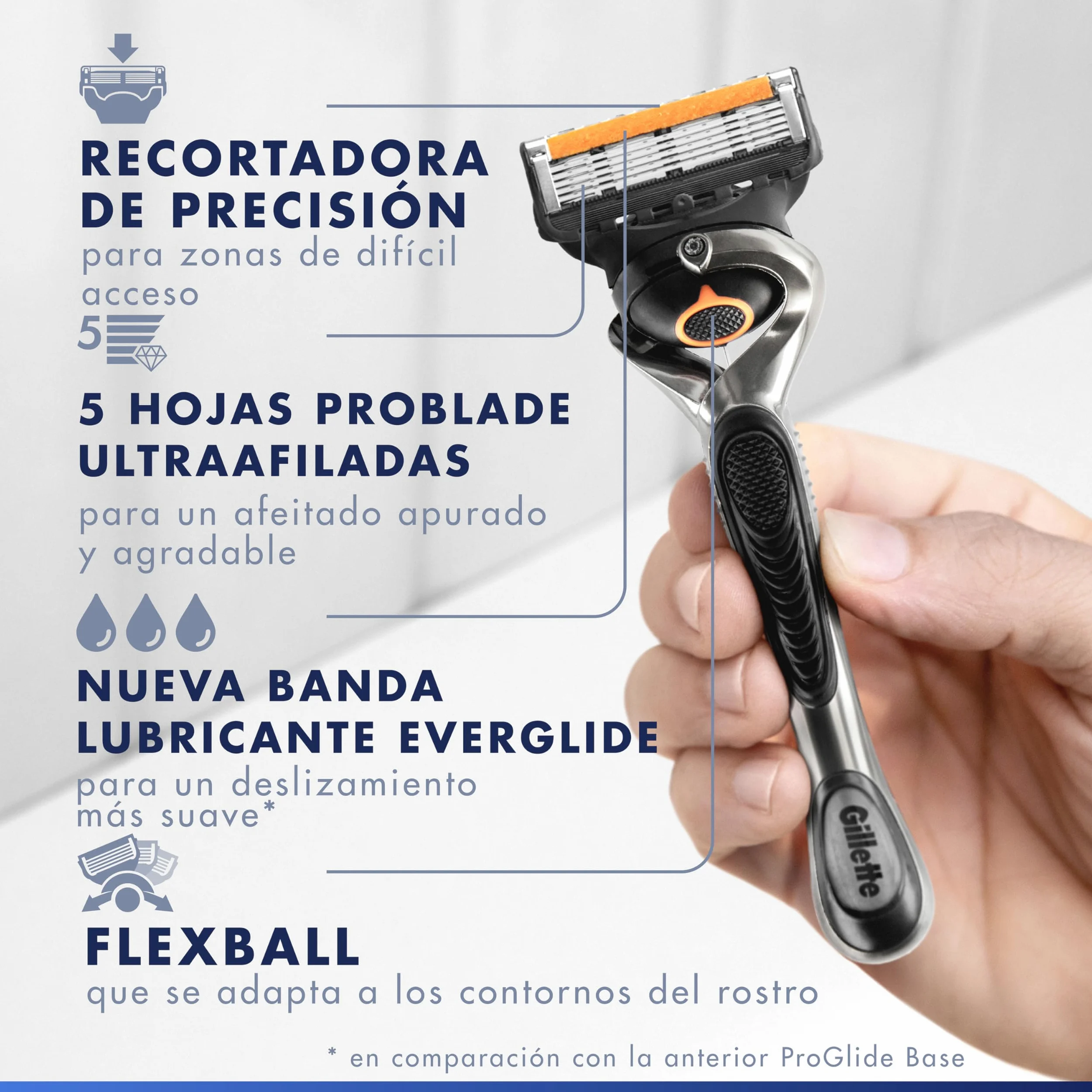 Gillette Proglide Cuchillas de Afeitar Hombre, Pack de 24 | Recambios para Maquinillas de Afeitar Gillette Proglide y Fusion5, con 5 Hojas, Doble Lubricación Y Recortadora de Precisión
